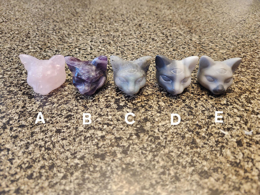 Beautiful Unique Sphinx Cat Head With Third Eye Crystal, 1 Cat