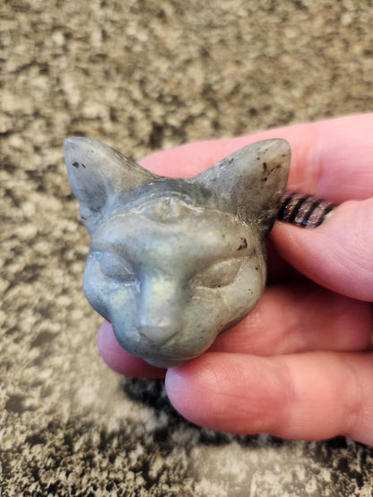 Sphinx Cat Head with Third Eye Crystal - Bastet Inspired, One