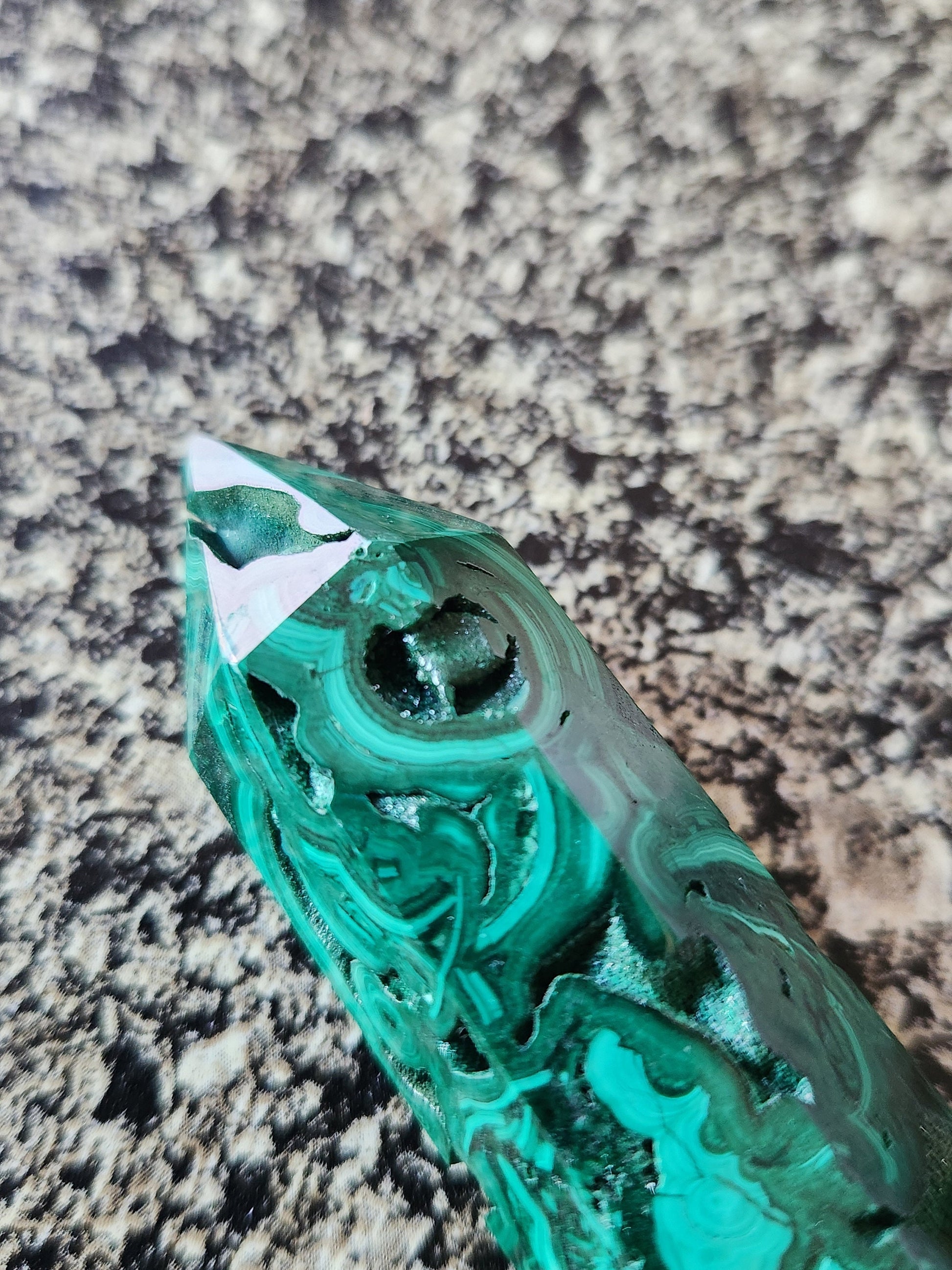 AAA Malachite Crystal Double Terminated Point Wand