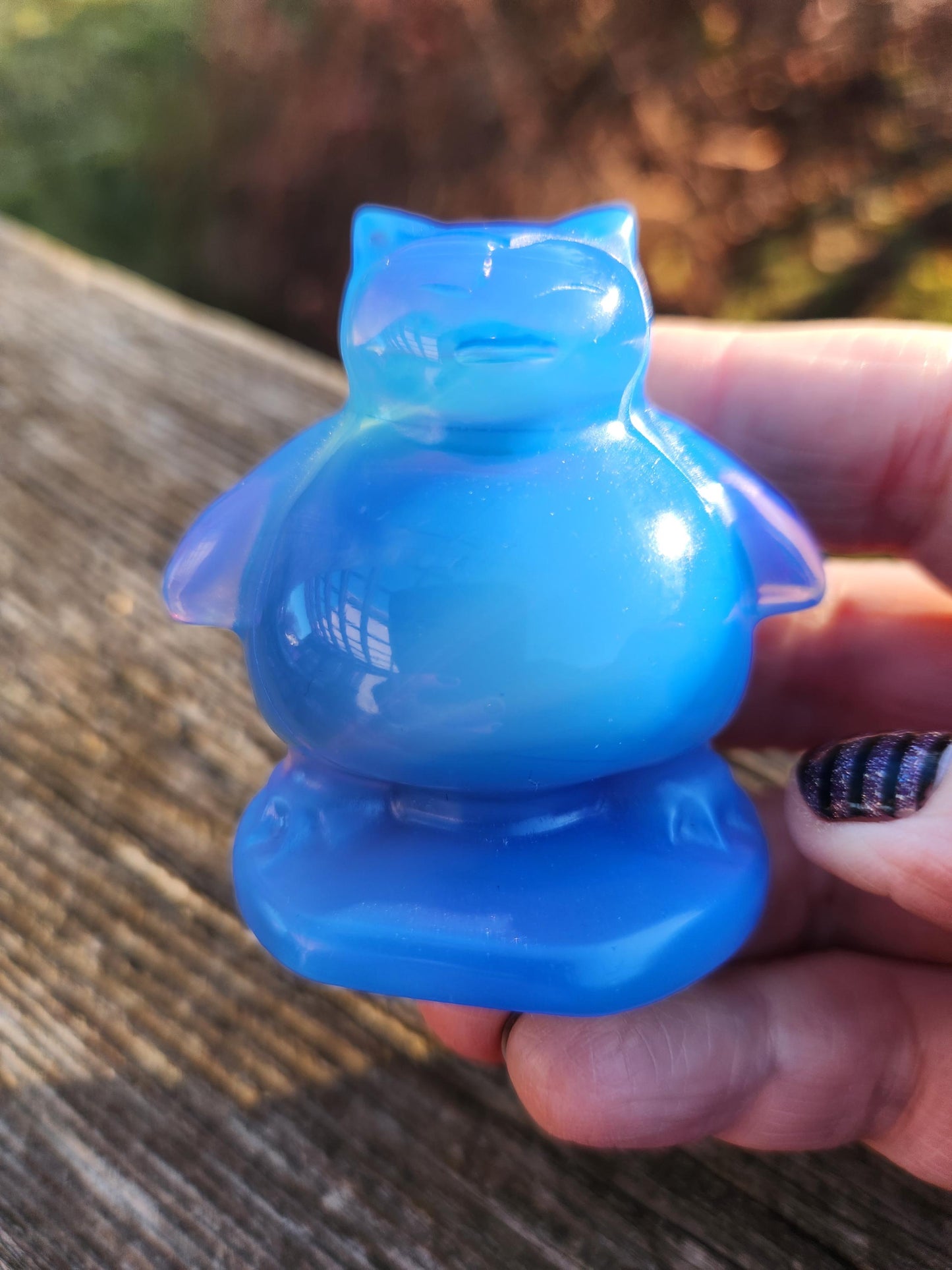 Super Cute Blue Opalite Snorlax with High Polish, Pokemon