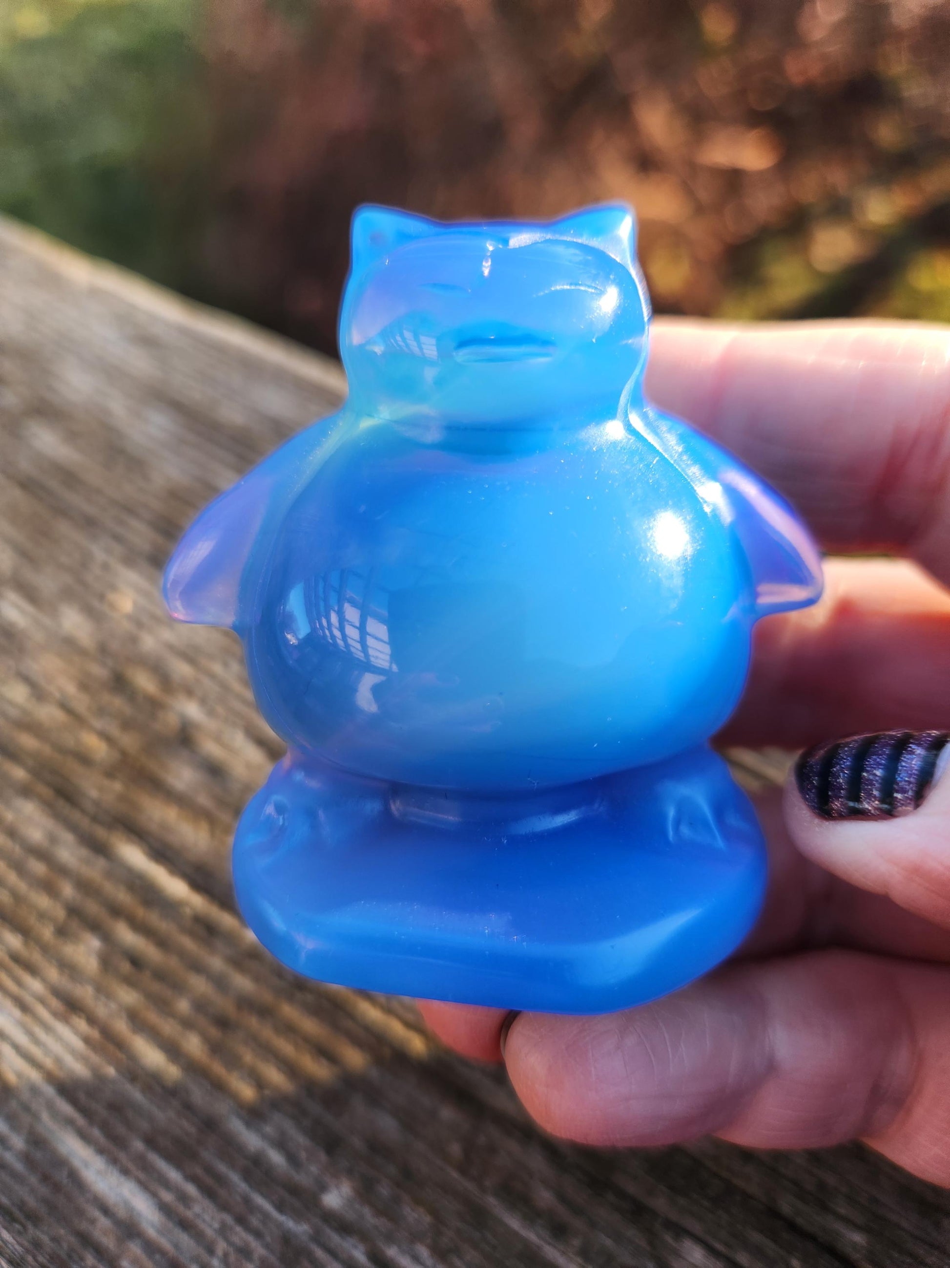 Super Cute Blue Opalite Snorlax with High Polish, Pokemon
