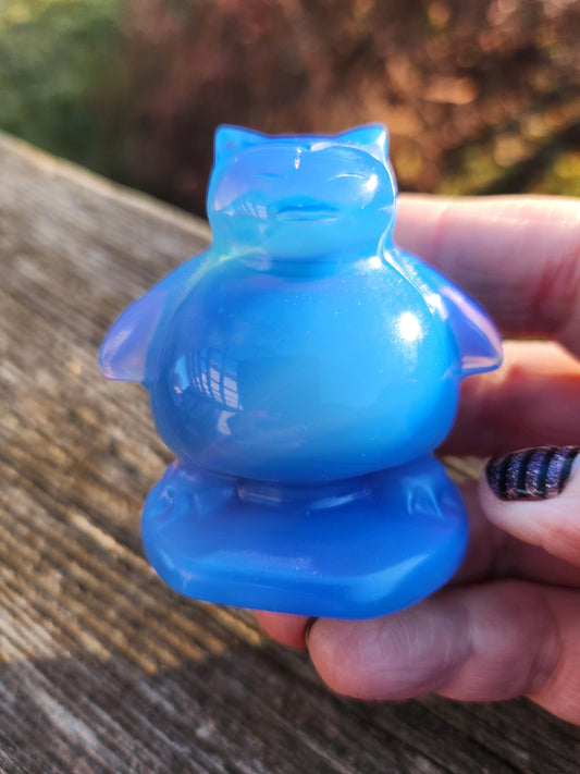 Super Cute Blue Opalite Snorlax with High Polish, Pokemon