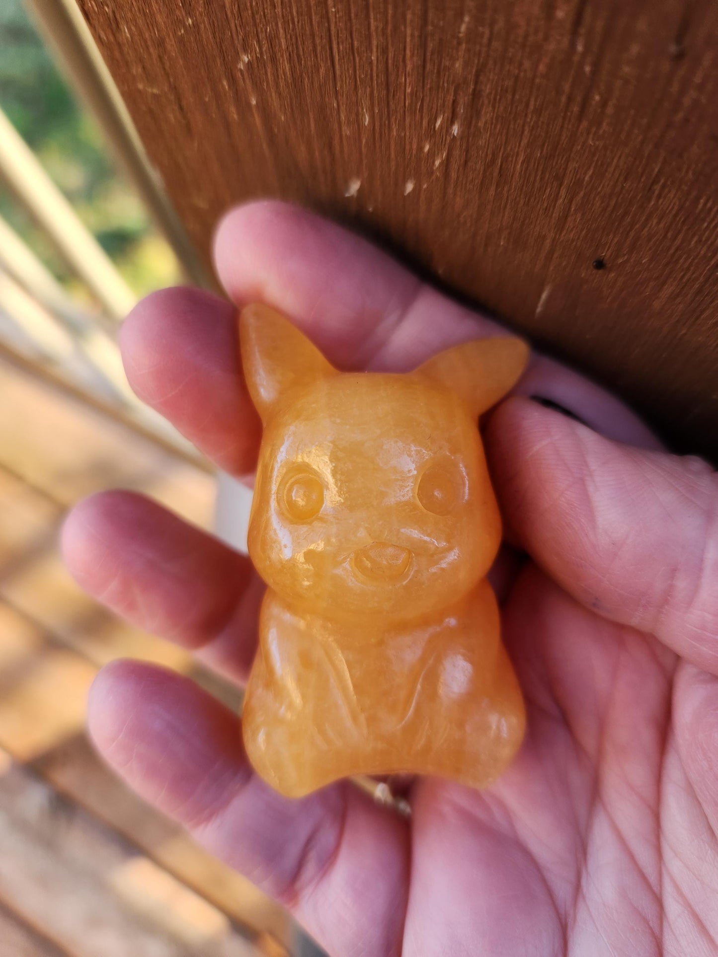 Super Cute Yellow Calcite Pikachu Natural Stone Crystal, Pokémon, Gift