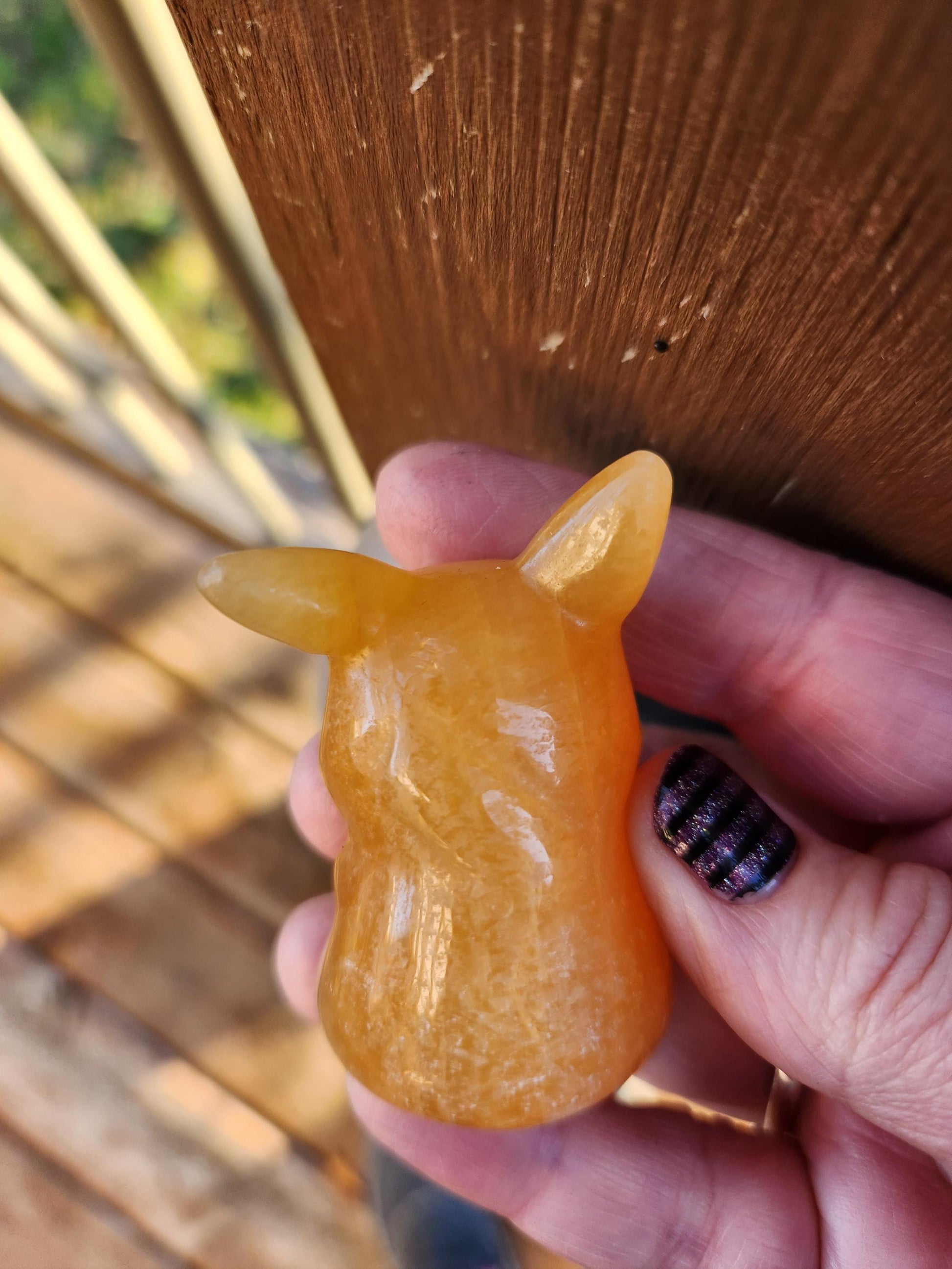 Super Cute Yellow Calcite Pikachu Natural Stone Crystal, Pokémon, Gift