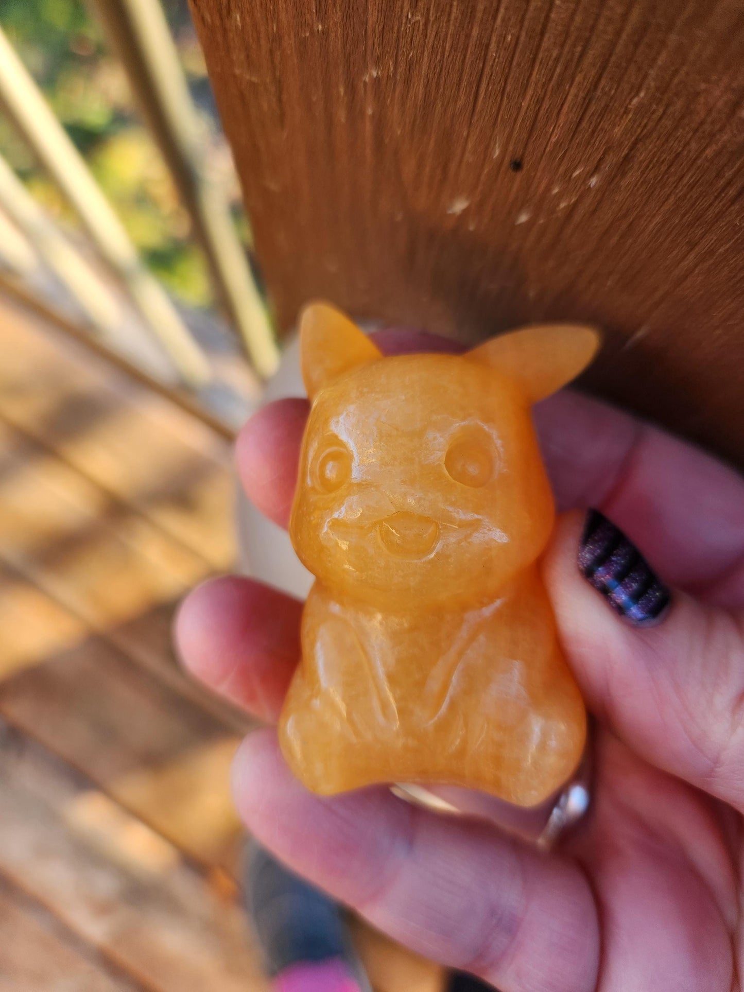 Super Cute Yellow Calcite Pikachu Natural Stone Crystal, Pokémon, Gift
