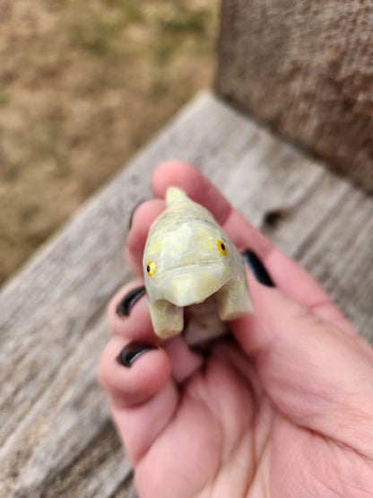 Carved Dolomite Calcite Dolphin Crystal: High Polish Stone Carving
