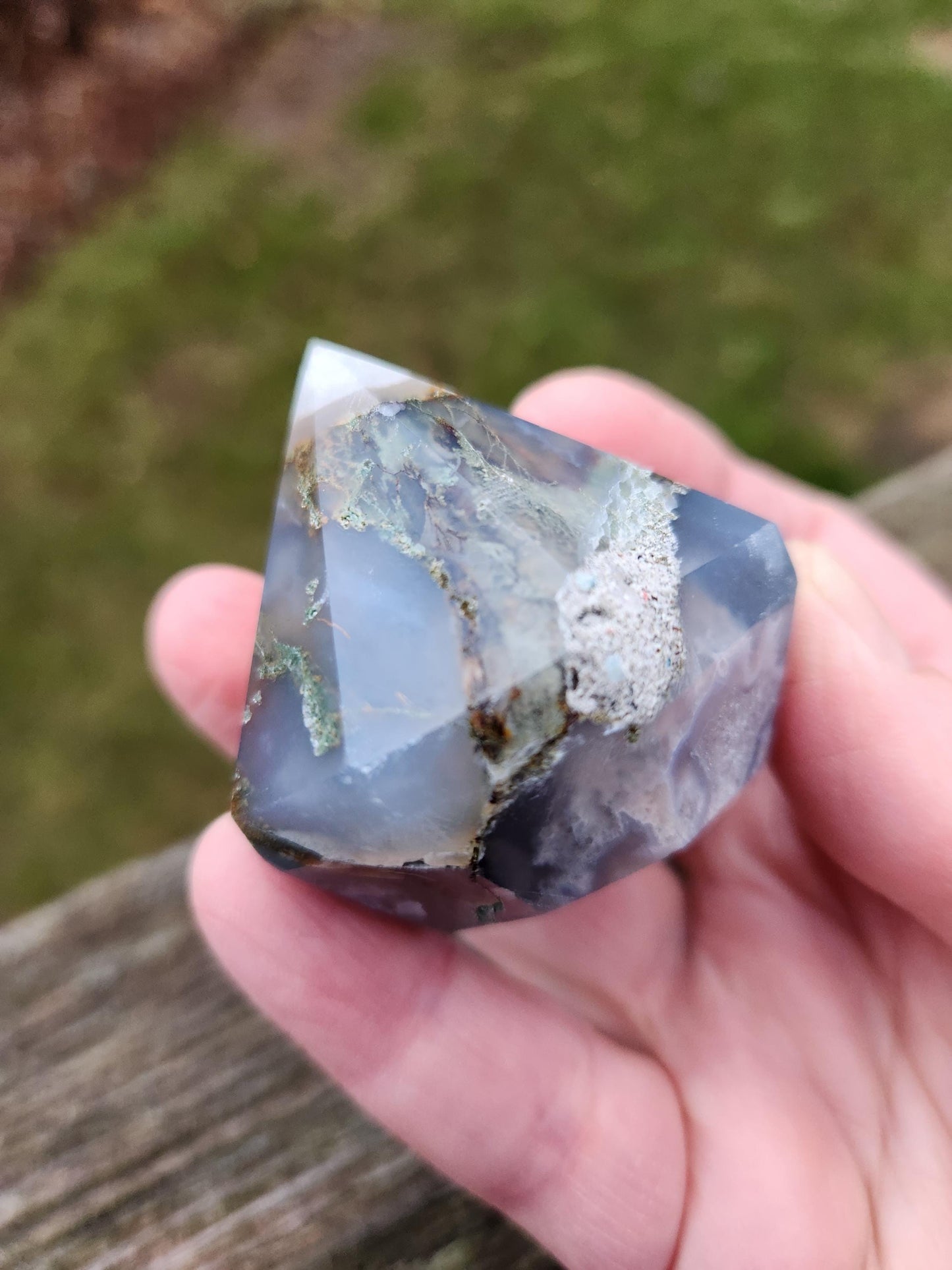 AAA Moss Agate Crystal Carved Diamond, Extractor