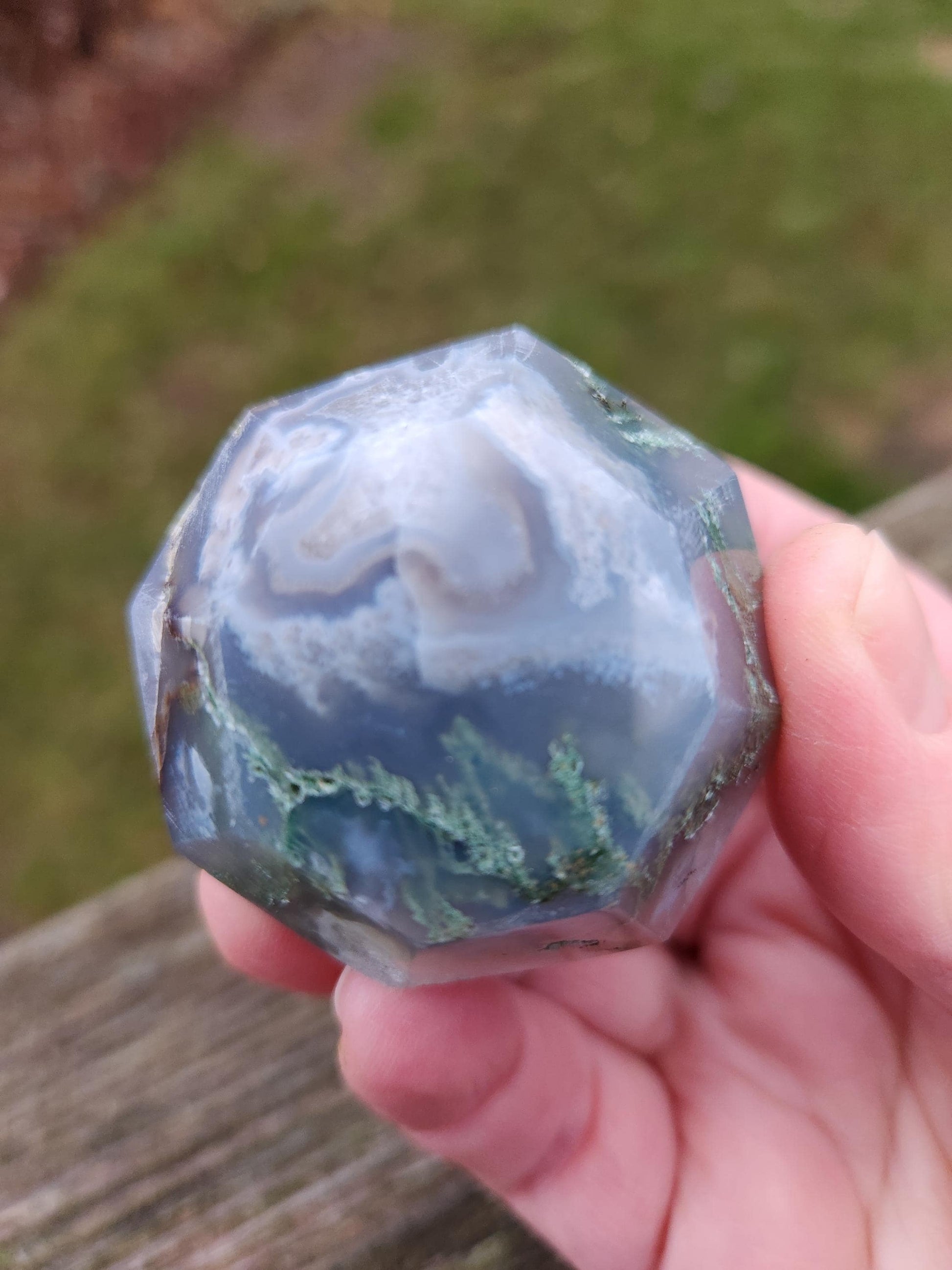 AAA Moss Agate Crystal Carved Diamond, Extractor