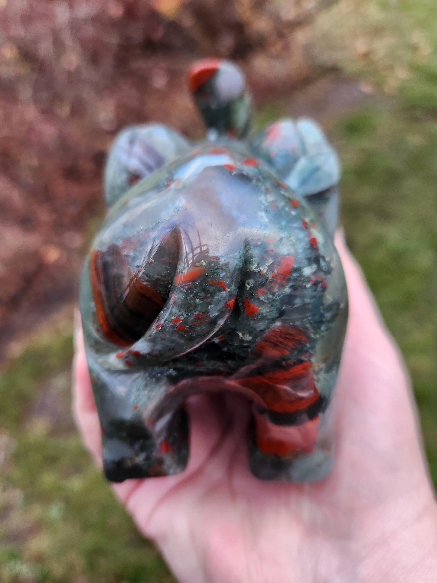 Carved African Black Jasper Elephant Crystal Stone