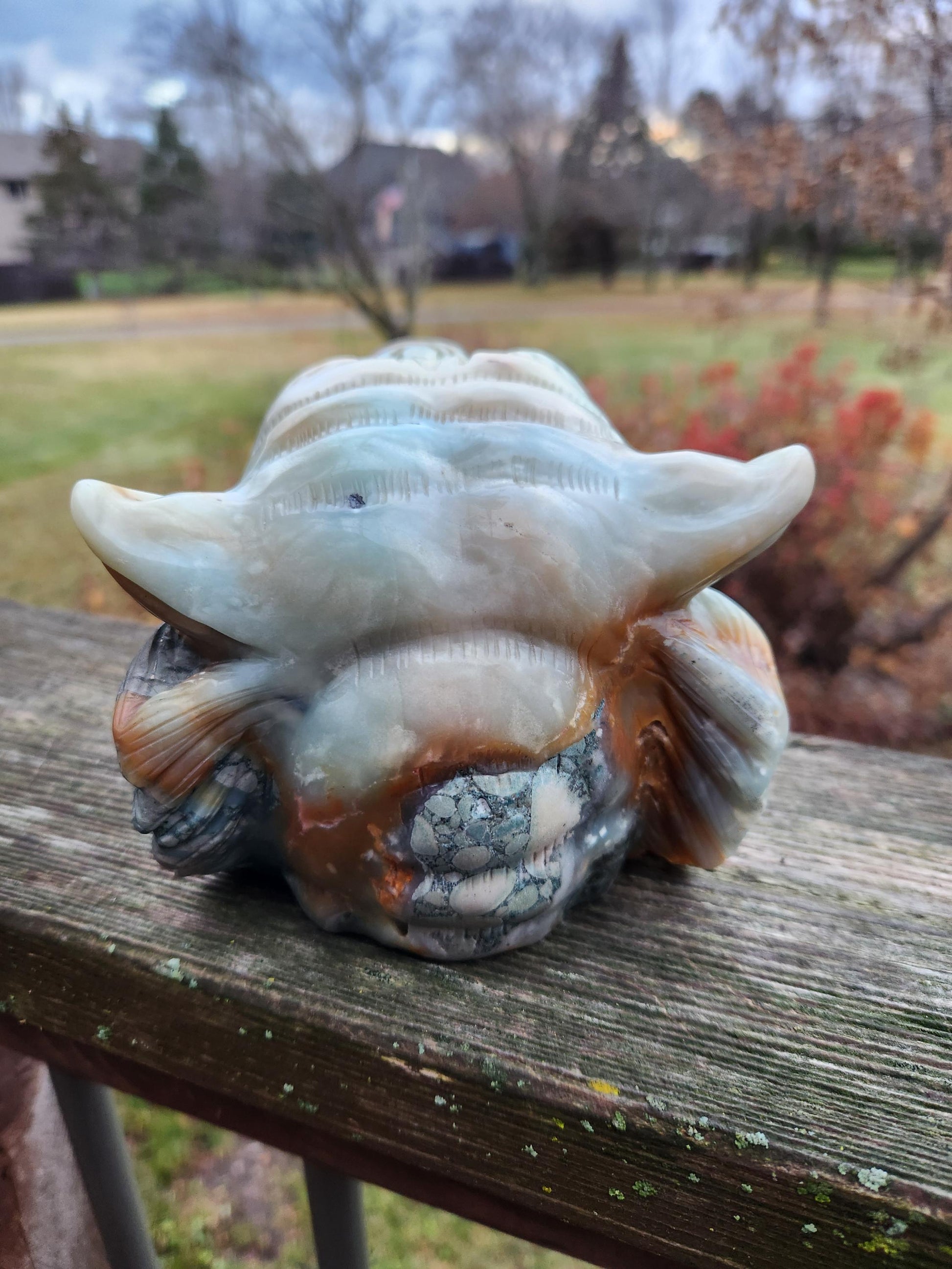 Blue Aragonite & Pyrite Crystal Tiger, Puma Head Crystal Sculpture - Collector Piece