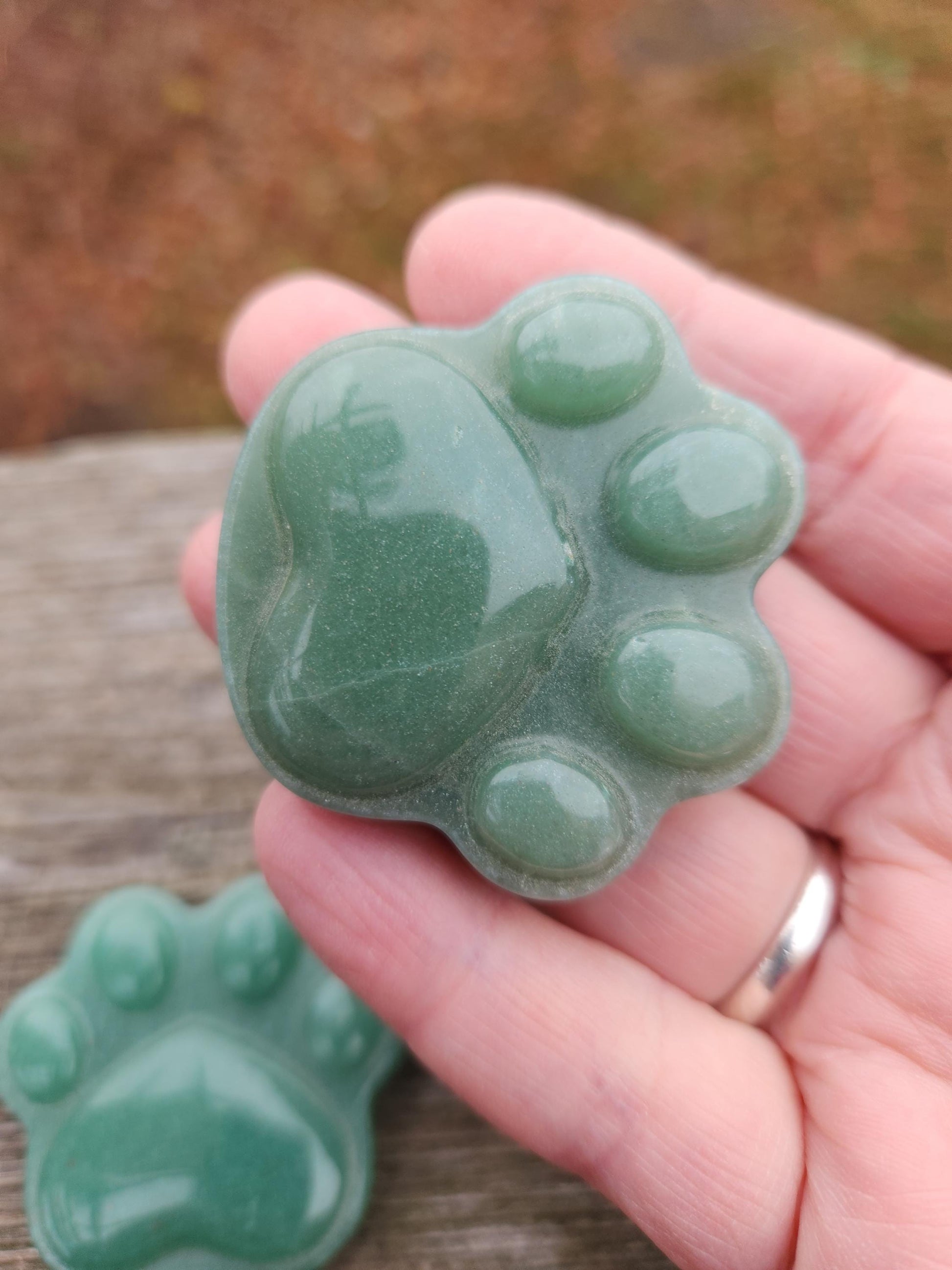 Green Aventurine Crystal Paw: Buttery Smooth Carved Stone, One