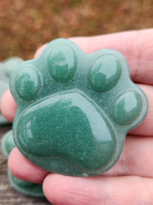Green Aventurine Crystal Paw: Buttery Smooth Carved Stone, One