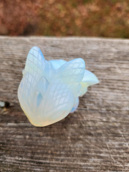 Opalite Dragon Kitty Figurine: Carved Crystal Toothless Dragon