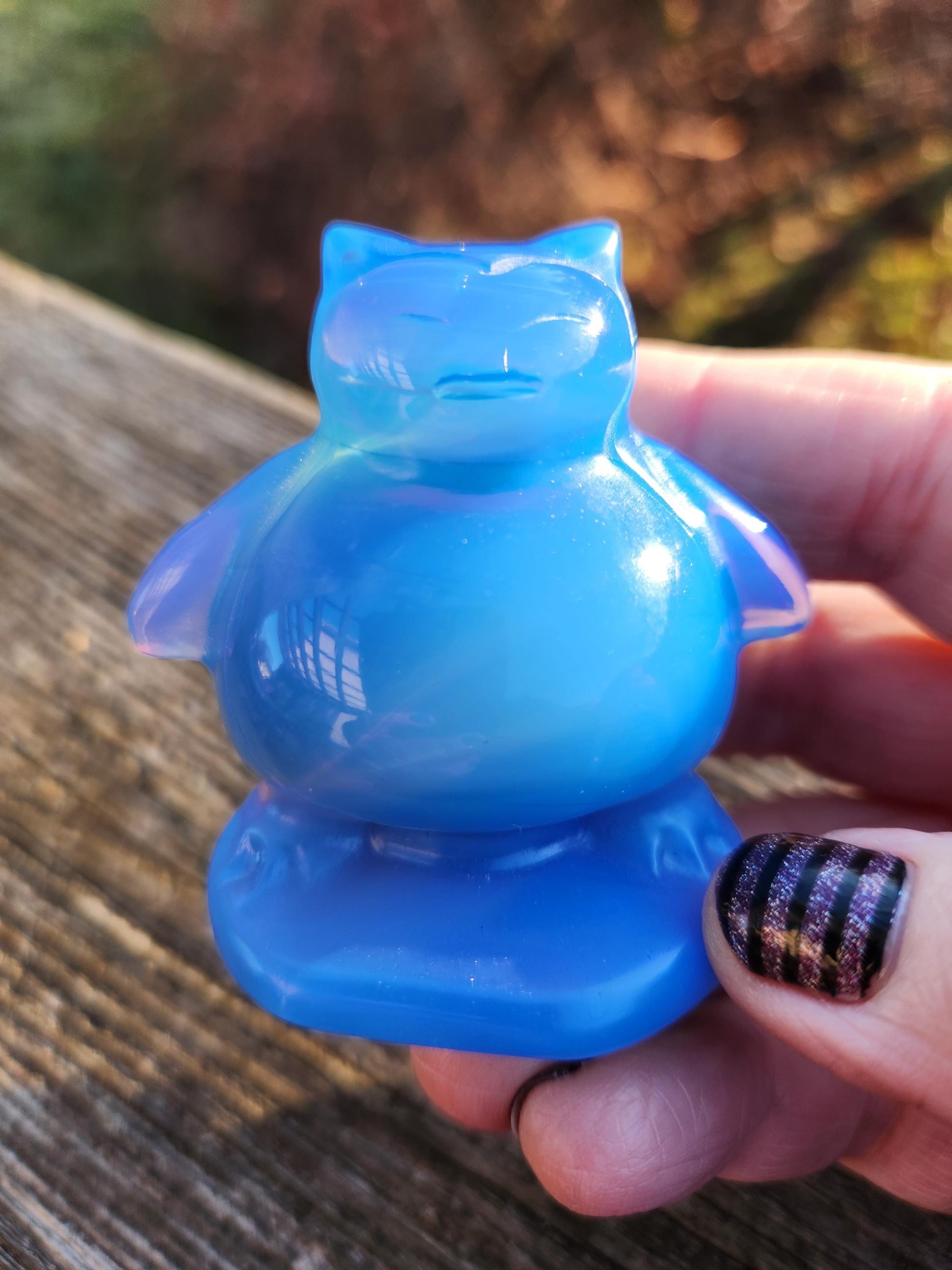 Super Cute Blue Opalite Snorlax with High Polish, Pokemon