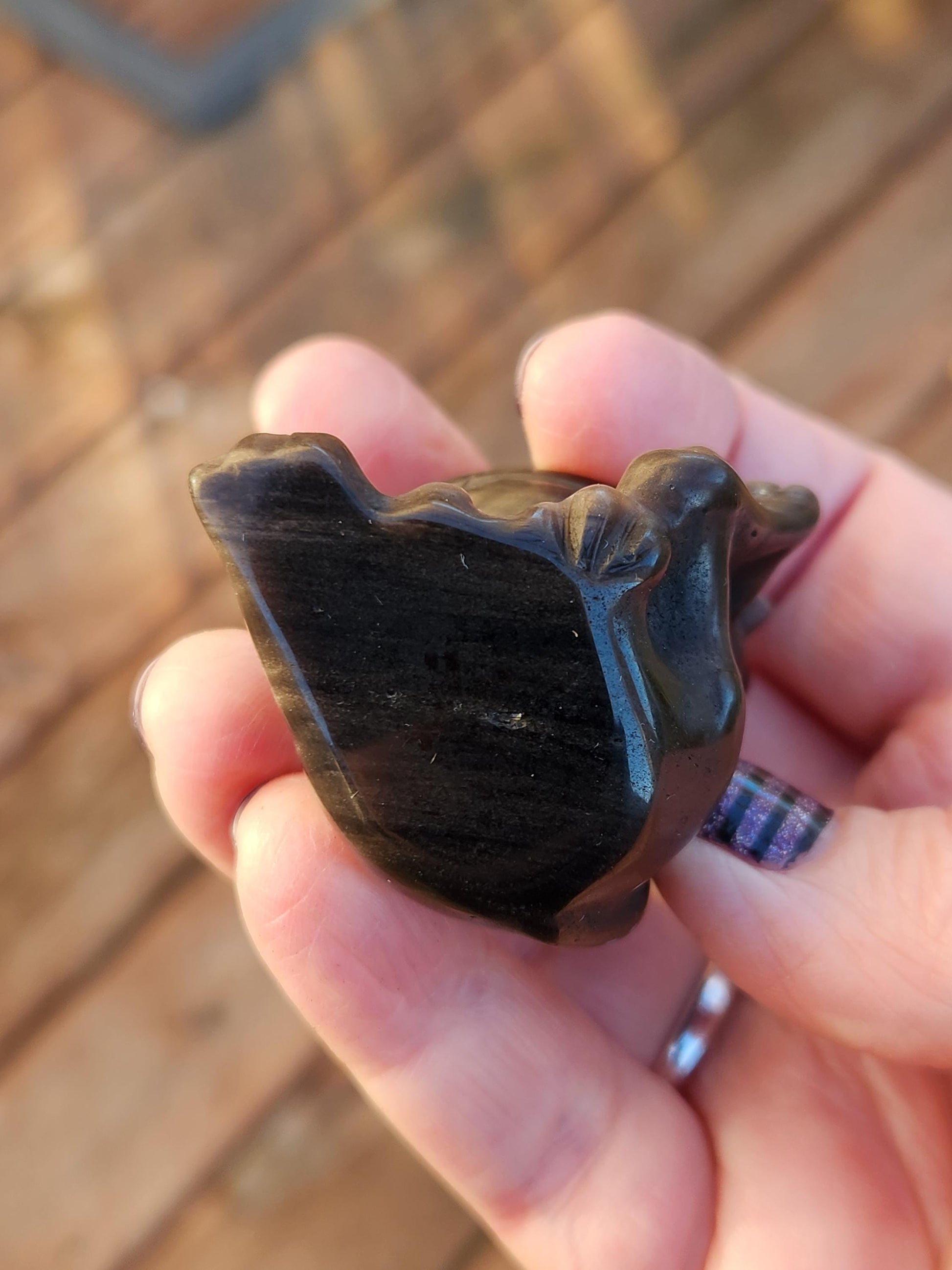 Rare Silver Sheen Obsidian Meowth Natural Stone Crystal with flash, Pokémon, Egyptian Cat