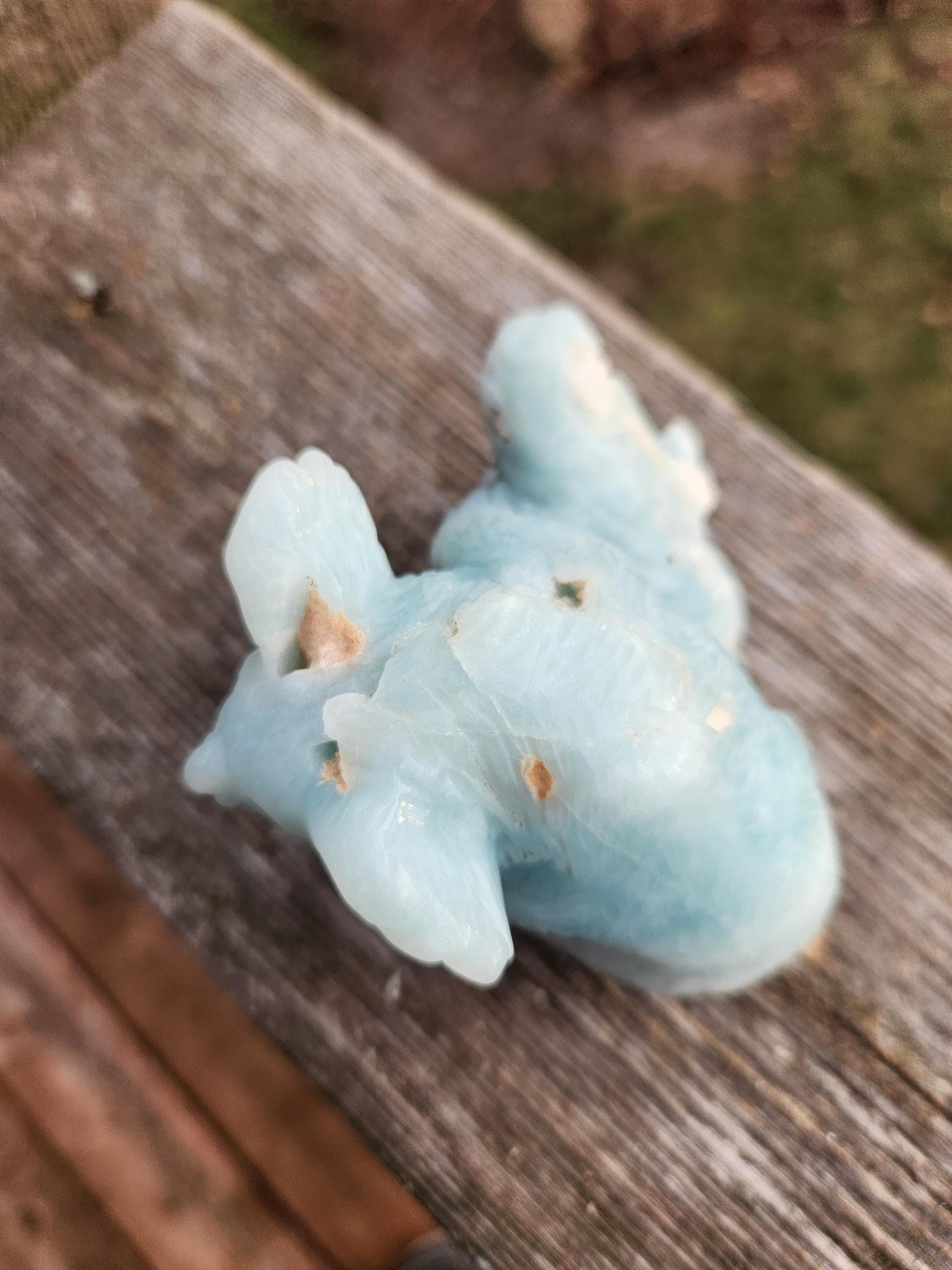 Blue Aragonite Crystal Koala Bear Carving