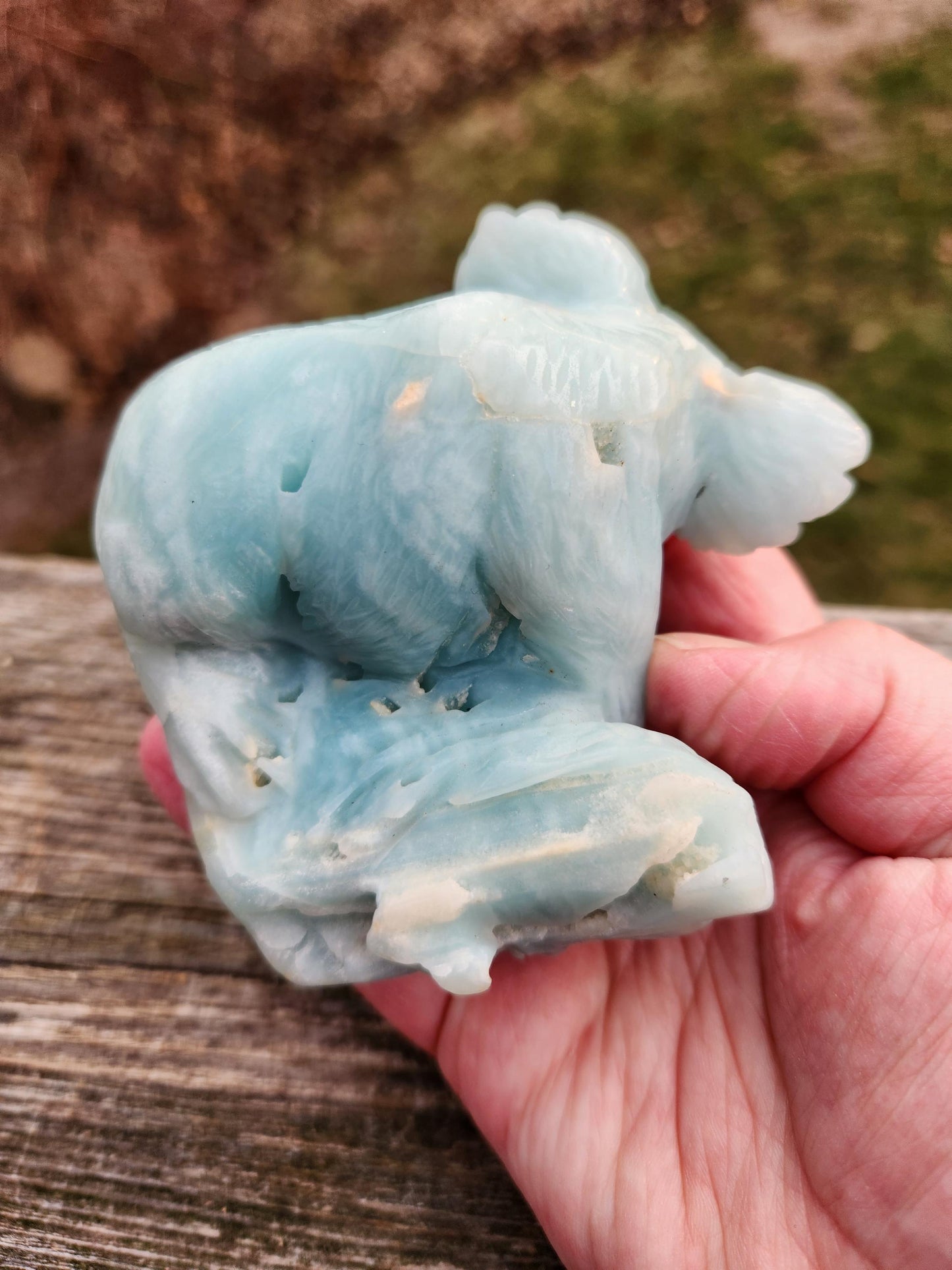 Blue Aragonite Crystal Koala Bear Carving