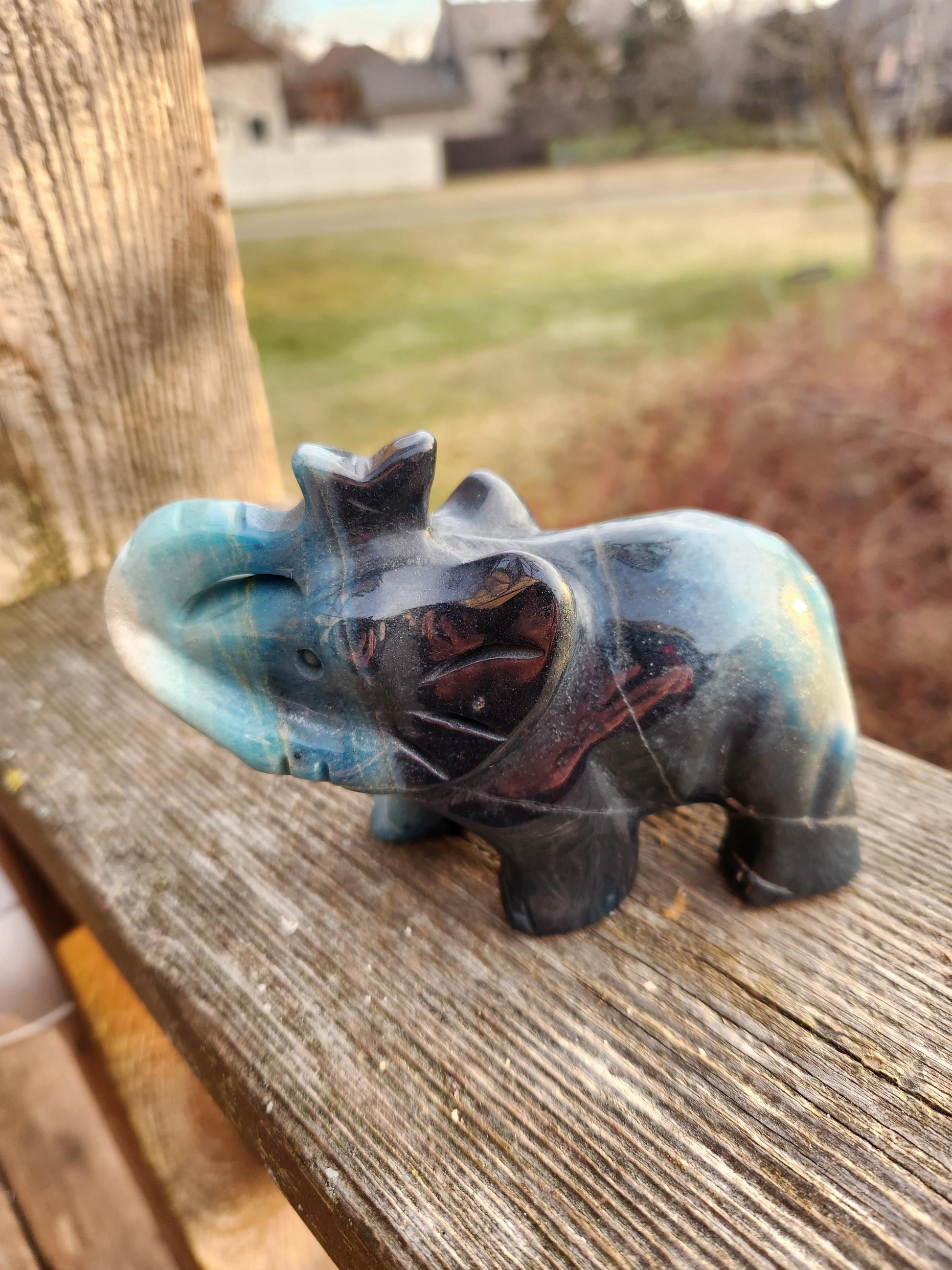 Trolleite Crystal Carved Elephant: High Polish Stone