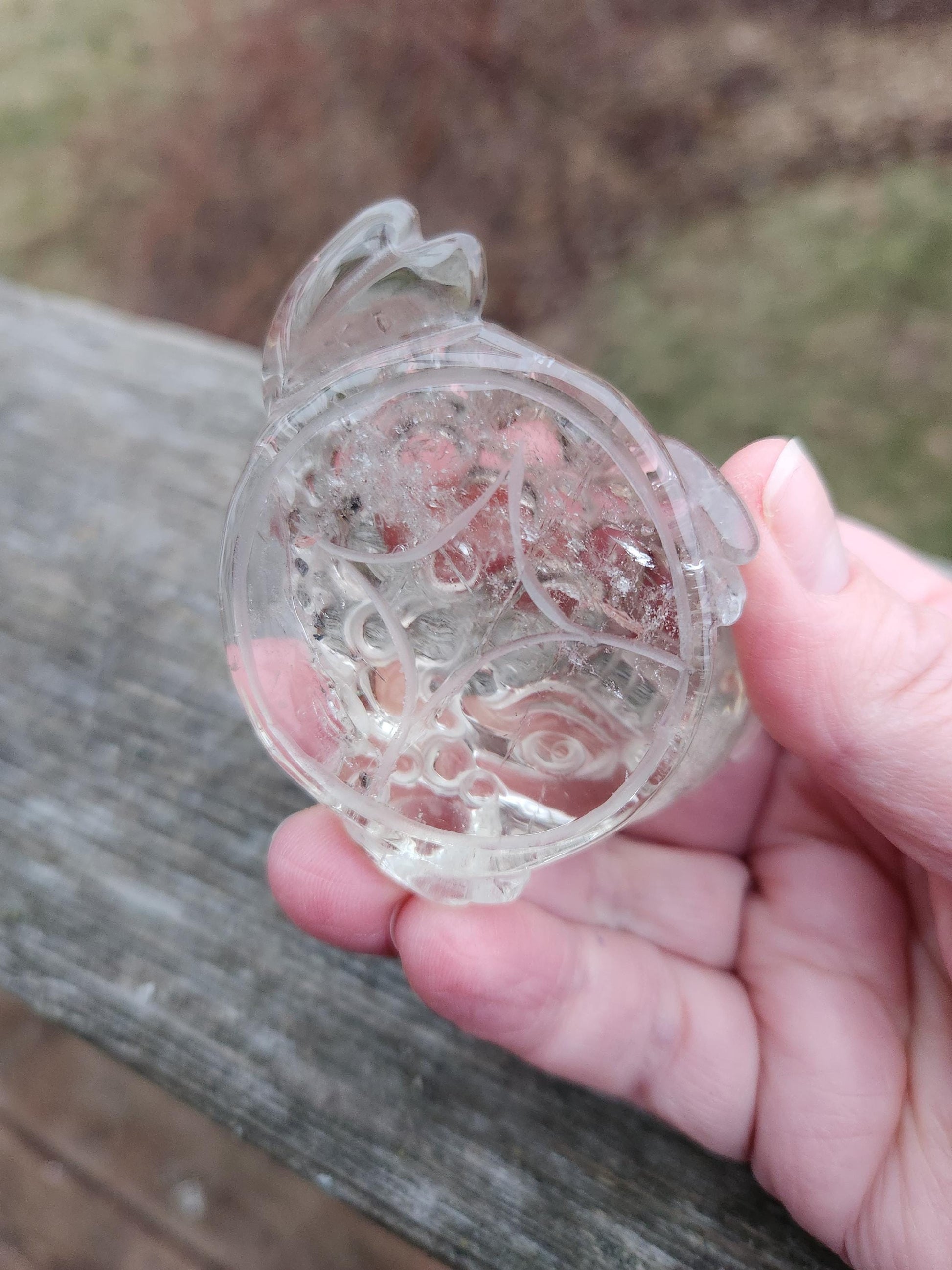 Very Light Smoky Quartz Money Toad: Hand Carved Crystal Figurine