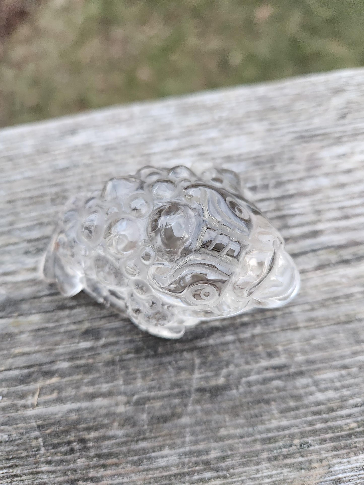 Very Light Smoky Quartz Money Toad: Hand Carved Crystal Figurine