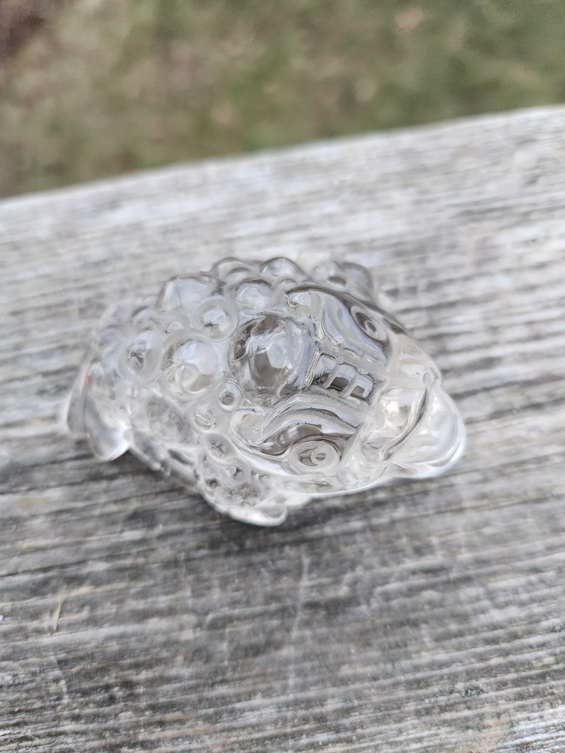 Very Light Smoky Quartz Money Toad: Hand Carved Crystal Figurine