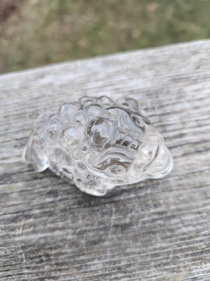 Very Light Smoky Quartz Money Toad: Hand Carved Crystal Figurine