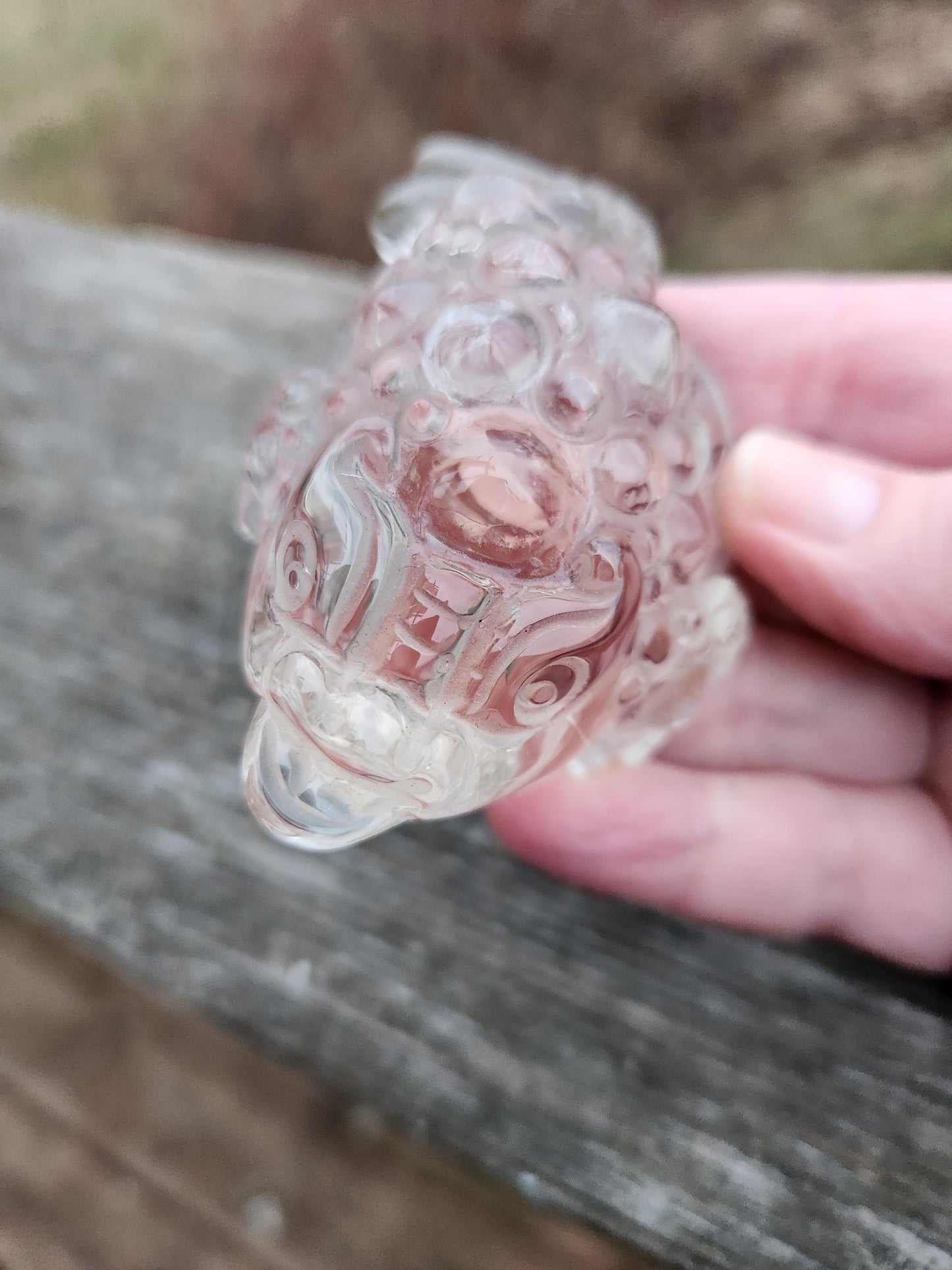 Very Light Smoky Quartz Money Toad: Hand Carved Crystal Figurine