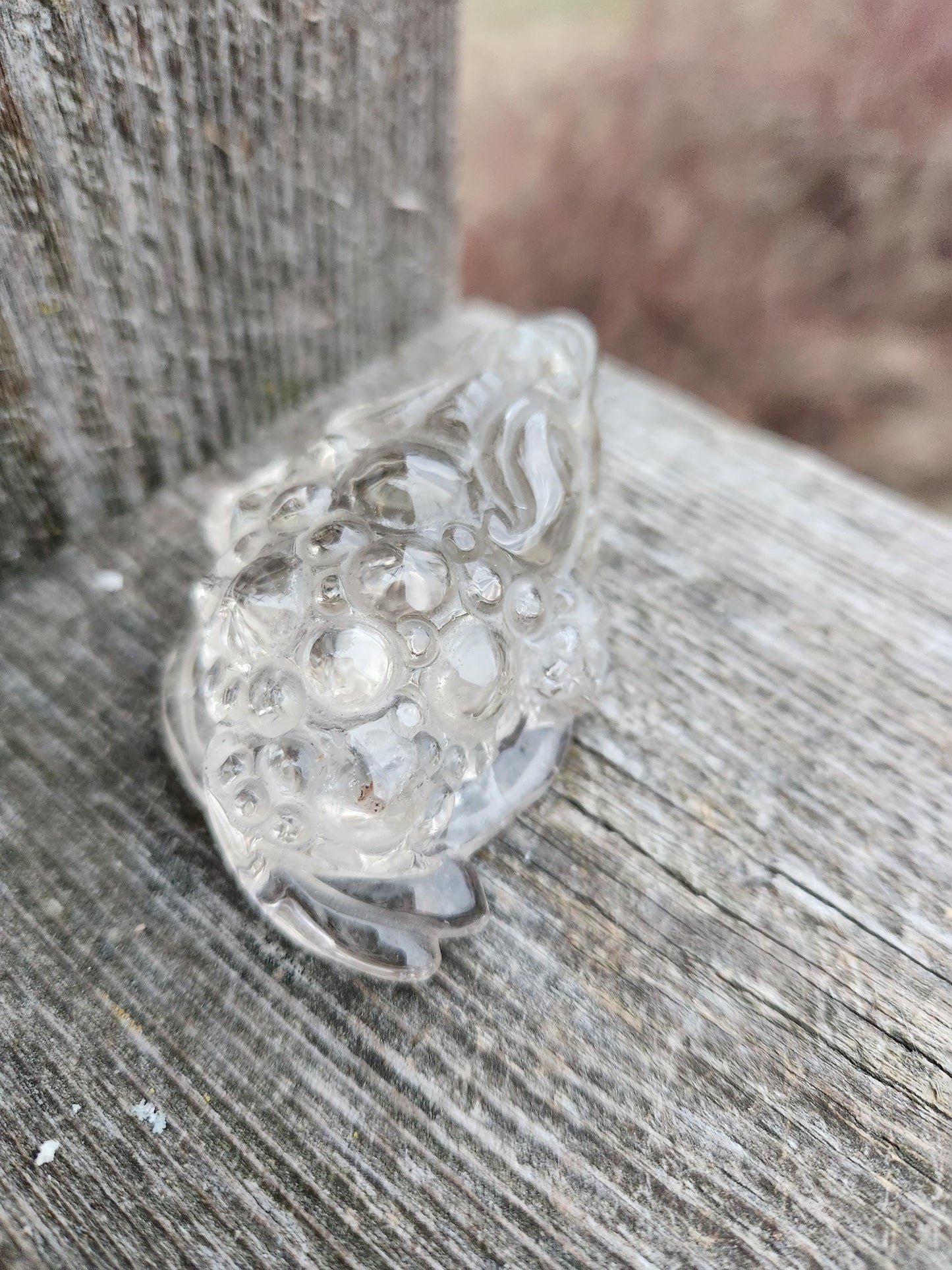 Very Light Smoky Quartz Money Toad: Hand Carved Crystal Figurine