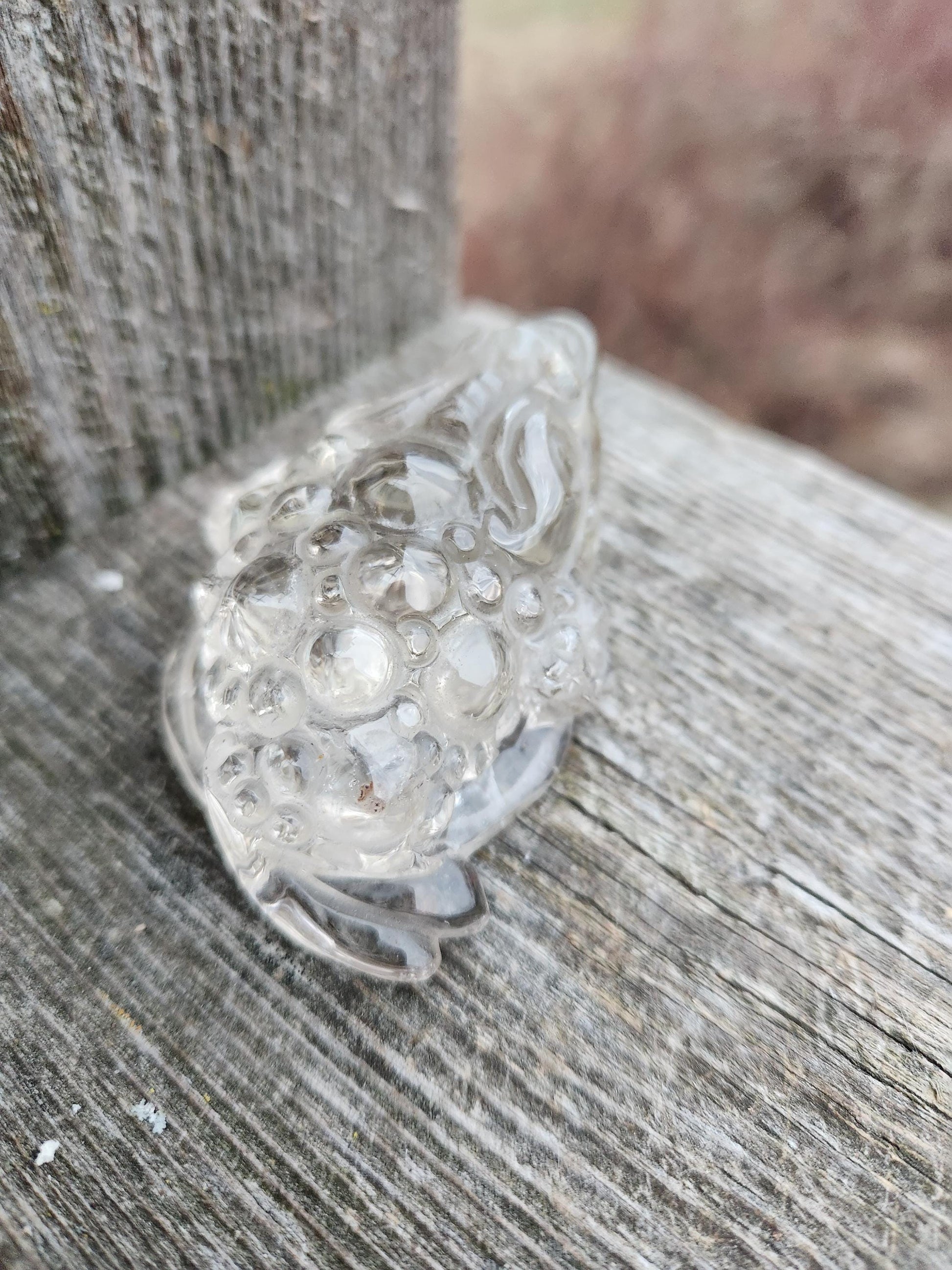 Very Light Smoky Quartz Money Toad: Hand Carved Crystal Figurine