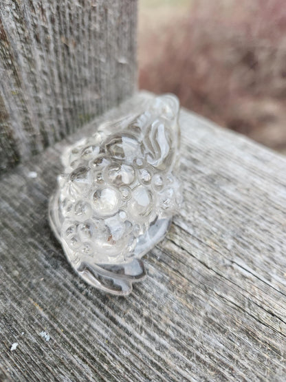 Very Light Smoky Quartz Money Toad: Hand Carved Crystal Figurine