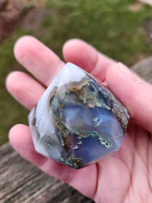 AAA Moss Agate Crystal Carved Diamond, Extractor
