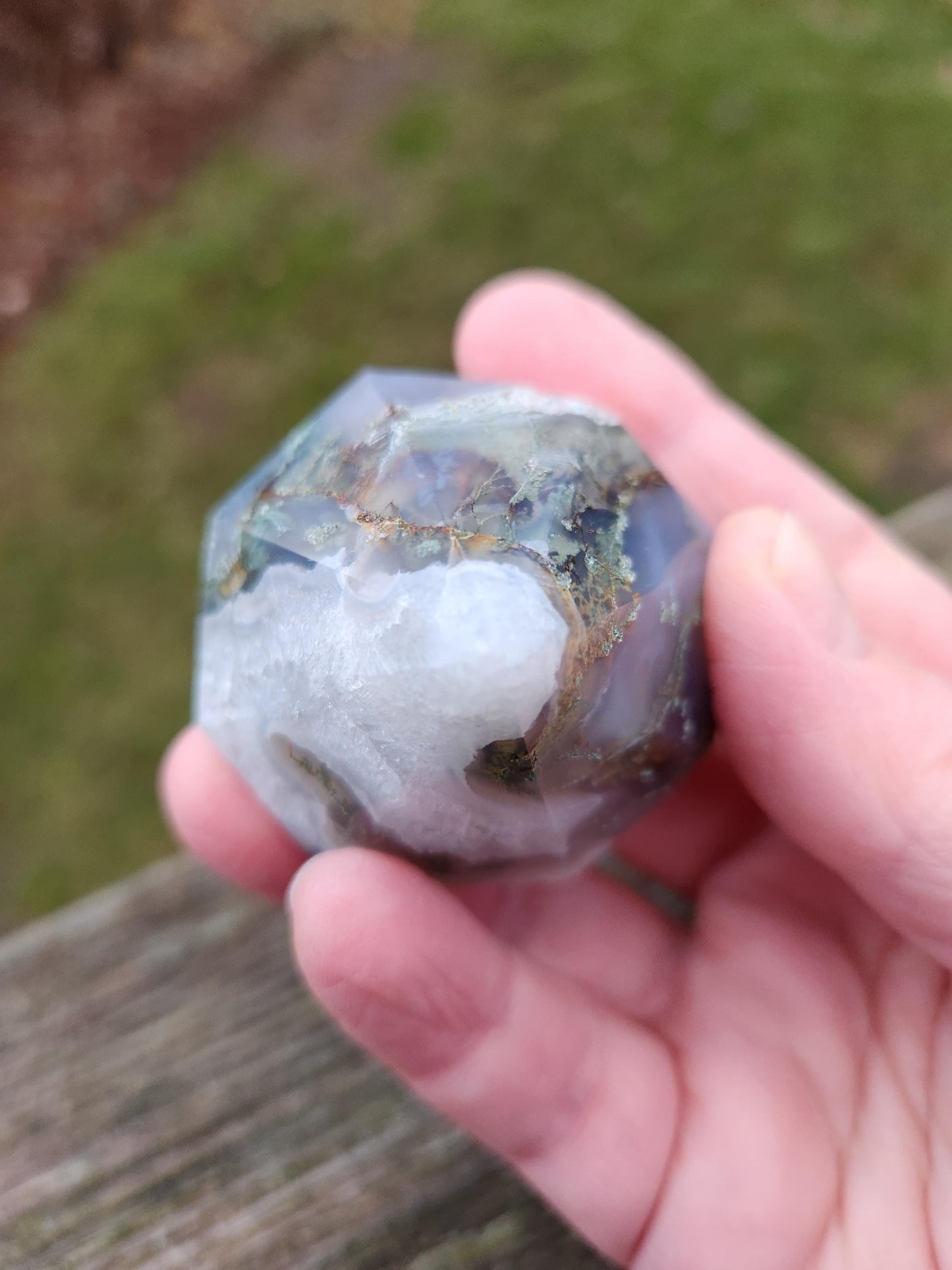 AAA Moss Agate Crystal Carved Diamond, Extractor