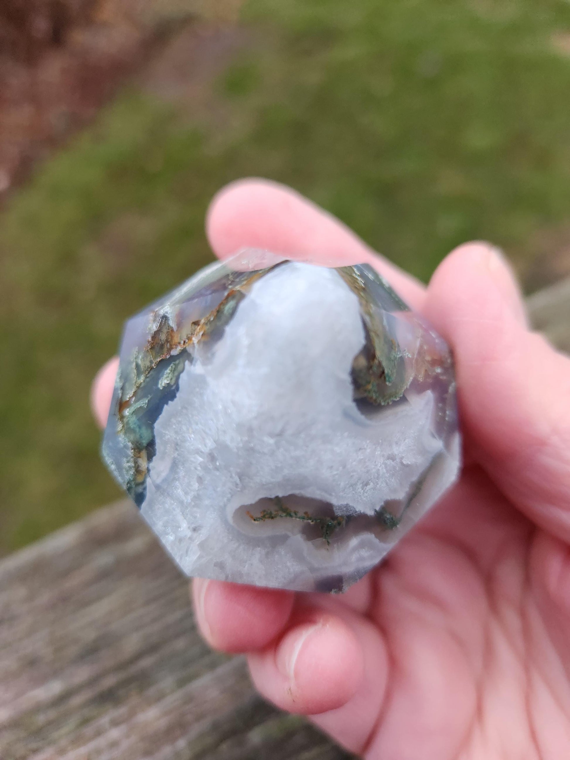 AAA Moss Agate Crystal Carved Diamond, Extractor