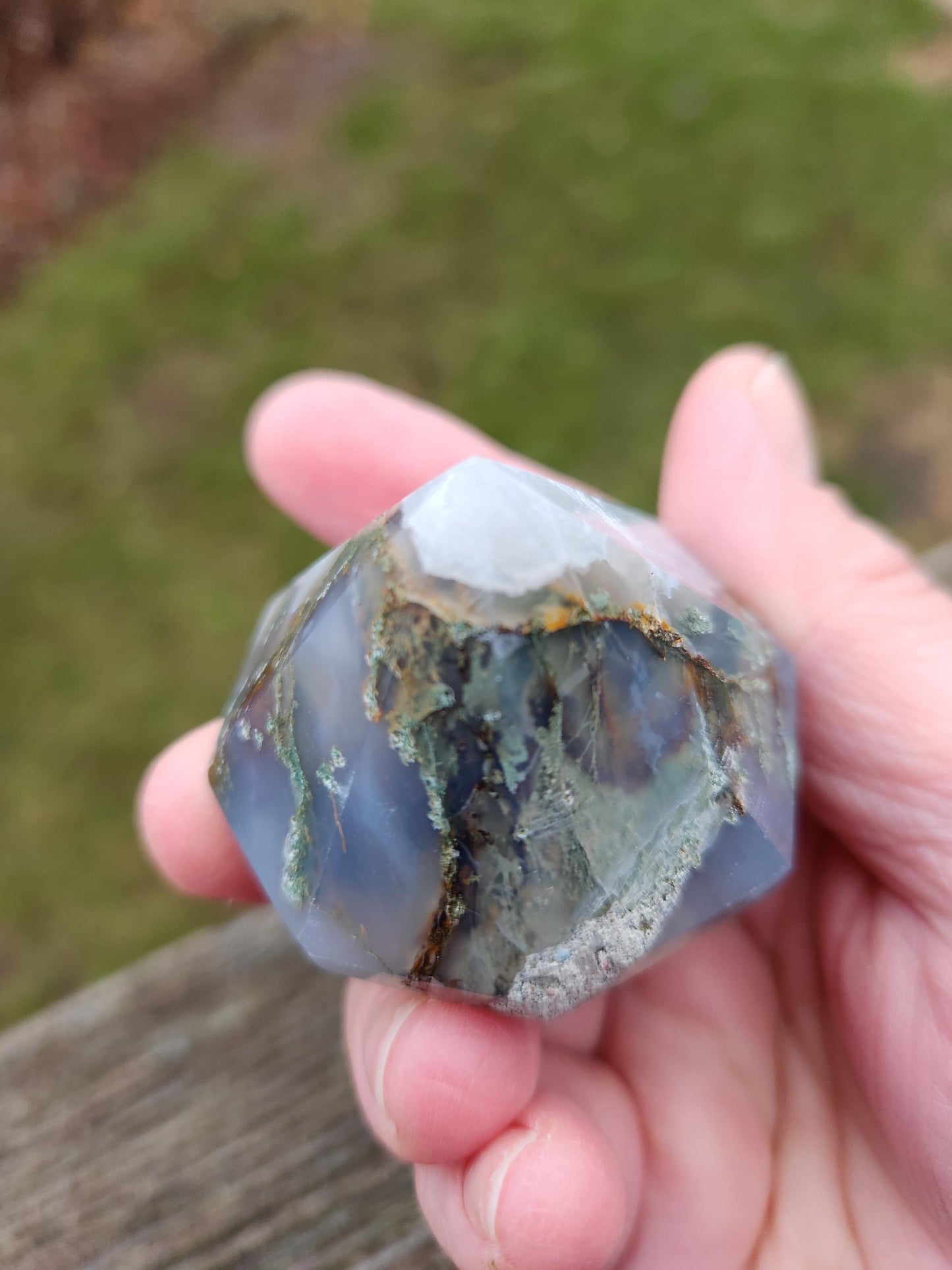 AAA Moss Agate Crystal Carved Diamond, Extractor