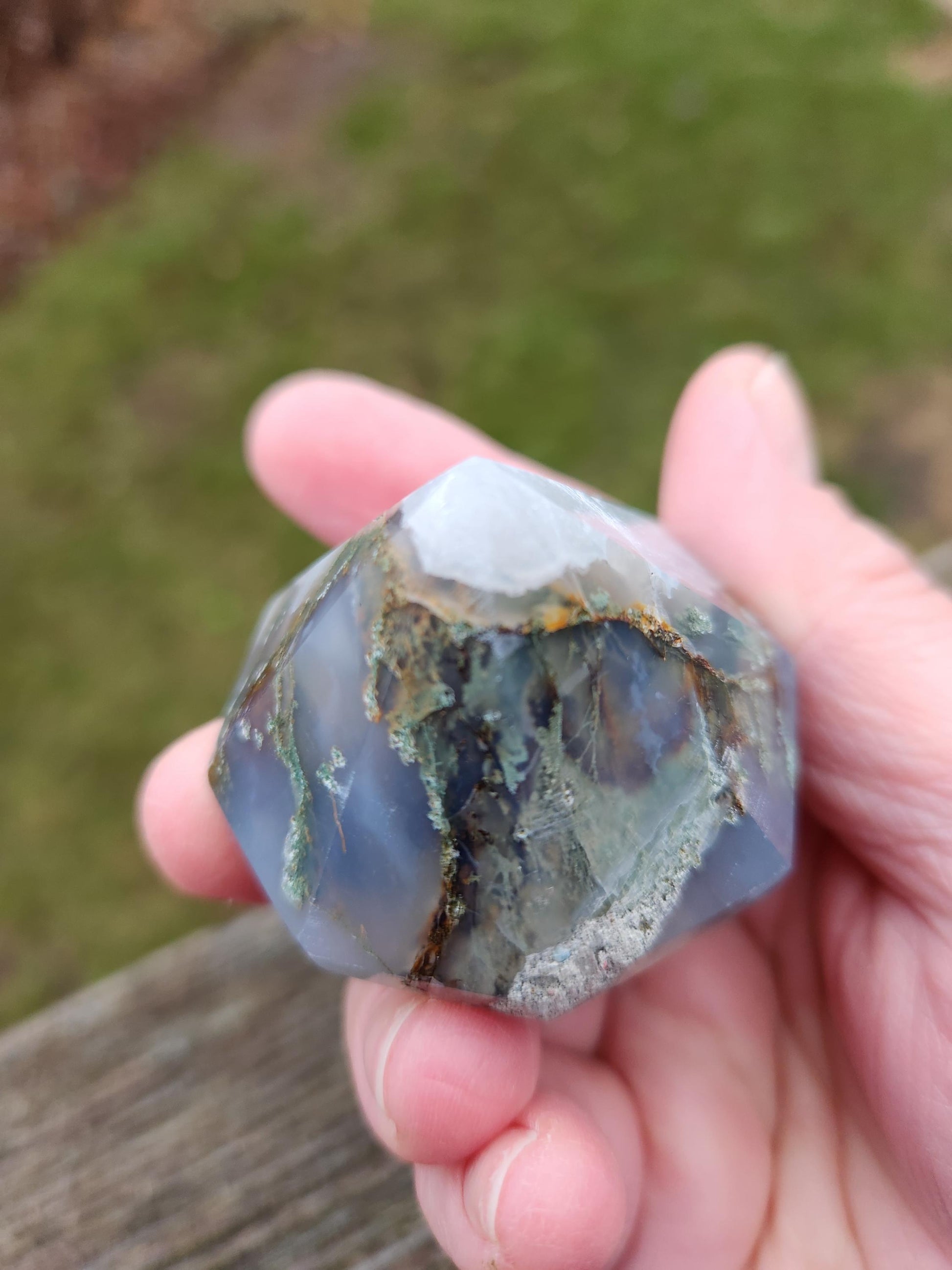 AAA Moss Agate Crystal Carved Diamond, Extractor