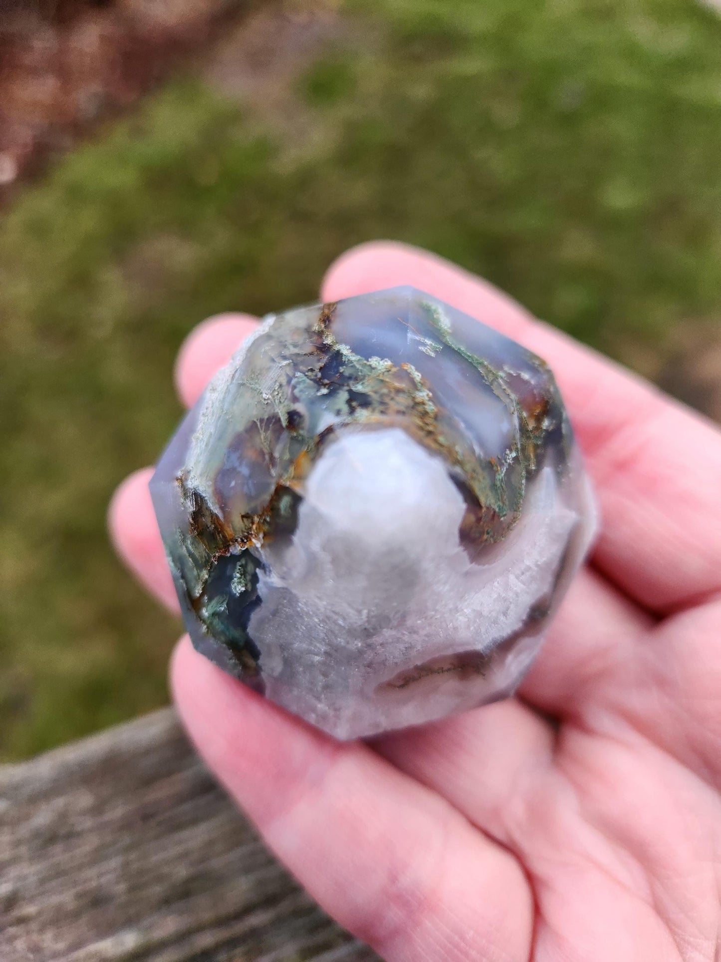 AAA Moss Agate Crystal Carved Diamond, Extractor