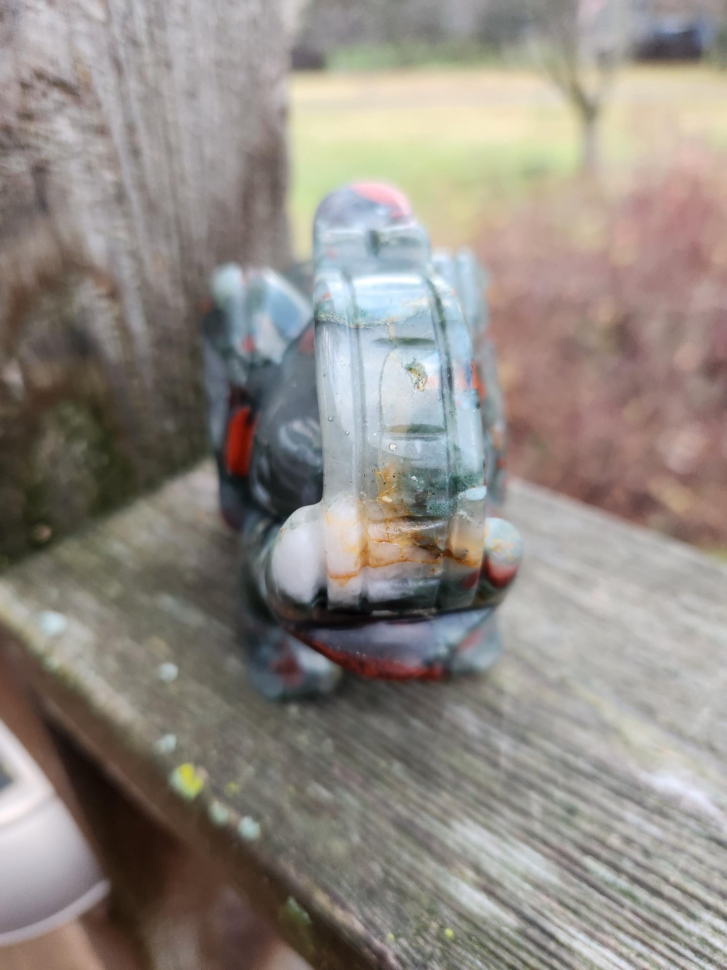 Carved African Black Jasper Elephant Crystal Stone