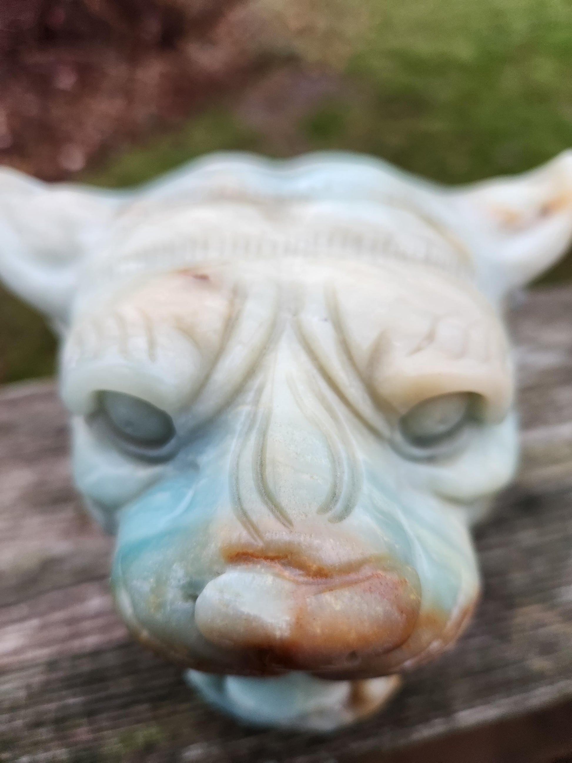 Blue Aragonite & Pyrite Crystal Tiger, Puma Head Crystal Sculpture - Collector Piece