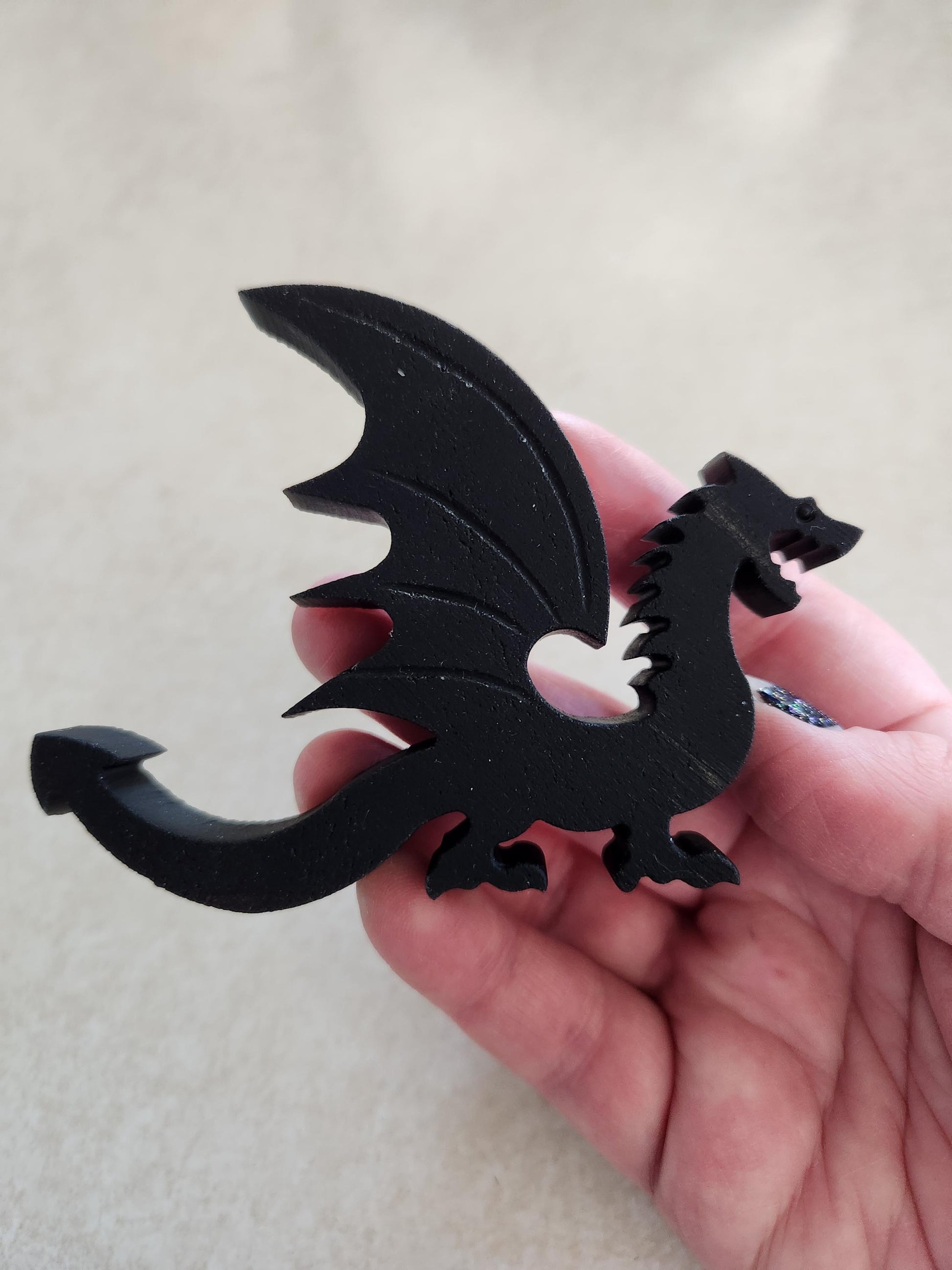 Cool Unique Black Obsidian Crystal Dragon, DnD