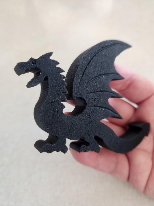 Cool Unique Black Obsidian Crystal Dragon, DnD