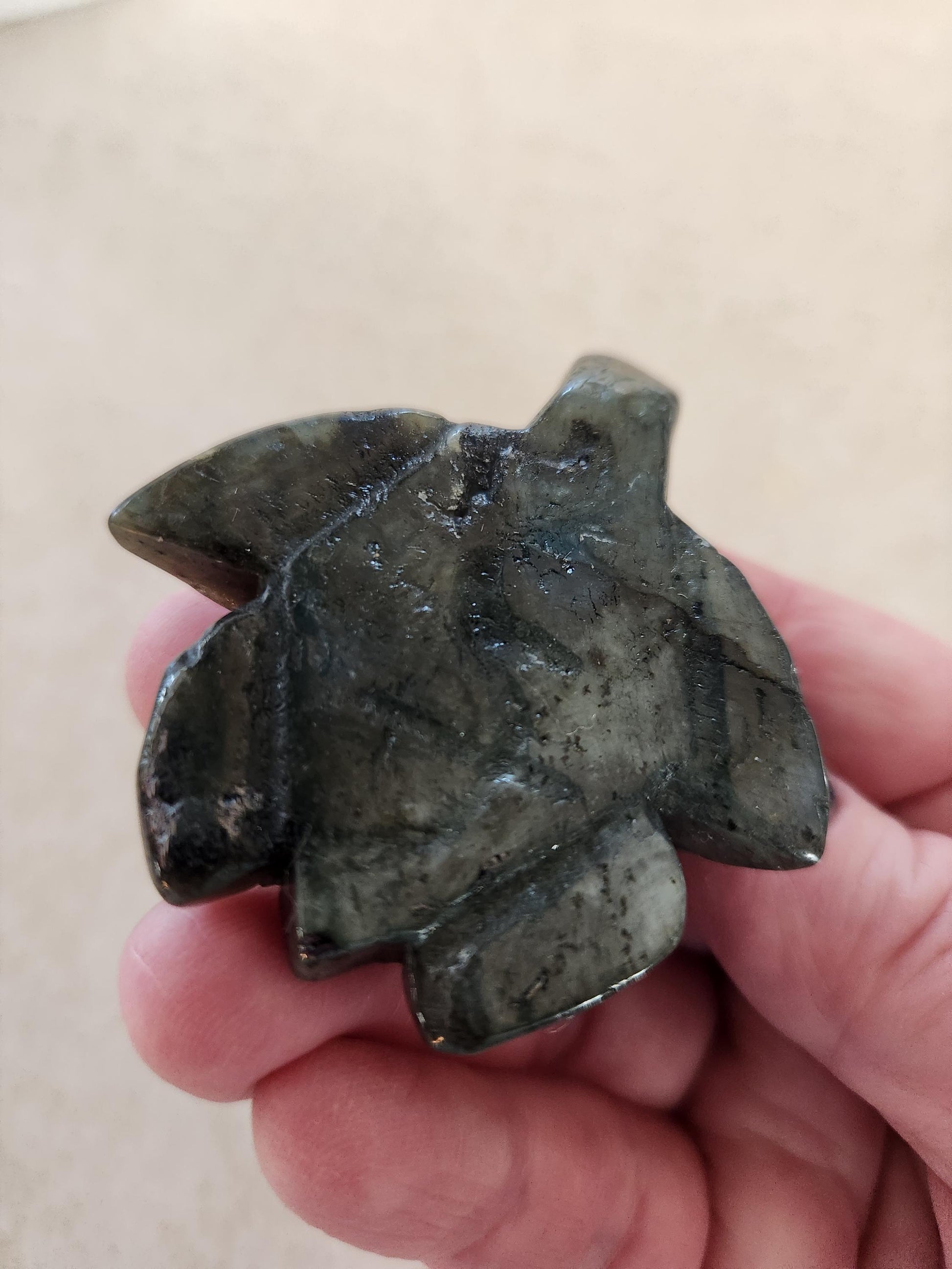 Labradorite Turtle Carving: Blue Flash Crystal, Ocean Decor