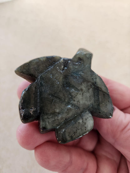 Labradorite Turtle Carving: Blue Flash Crystal, Ocean Decor