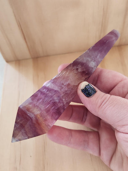 Rainbow Fluorite Crystal Wand on Gold Stand