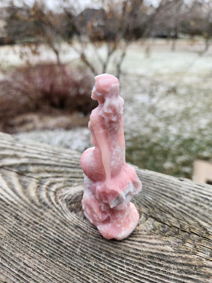 Pink Opal Carved Mermaid Figurine: Unique Siren Sculpture