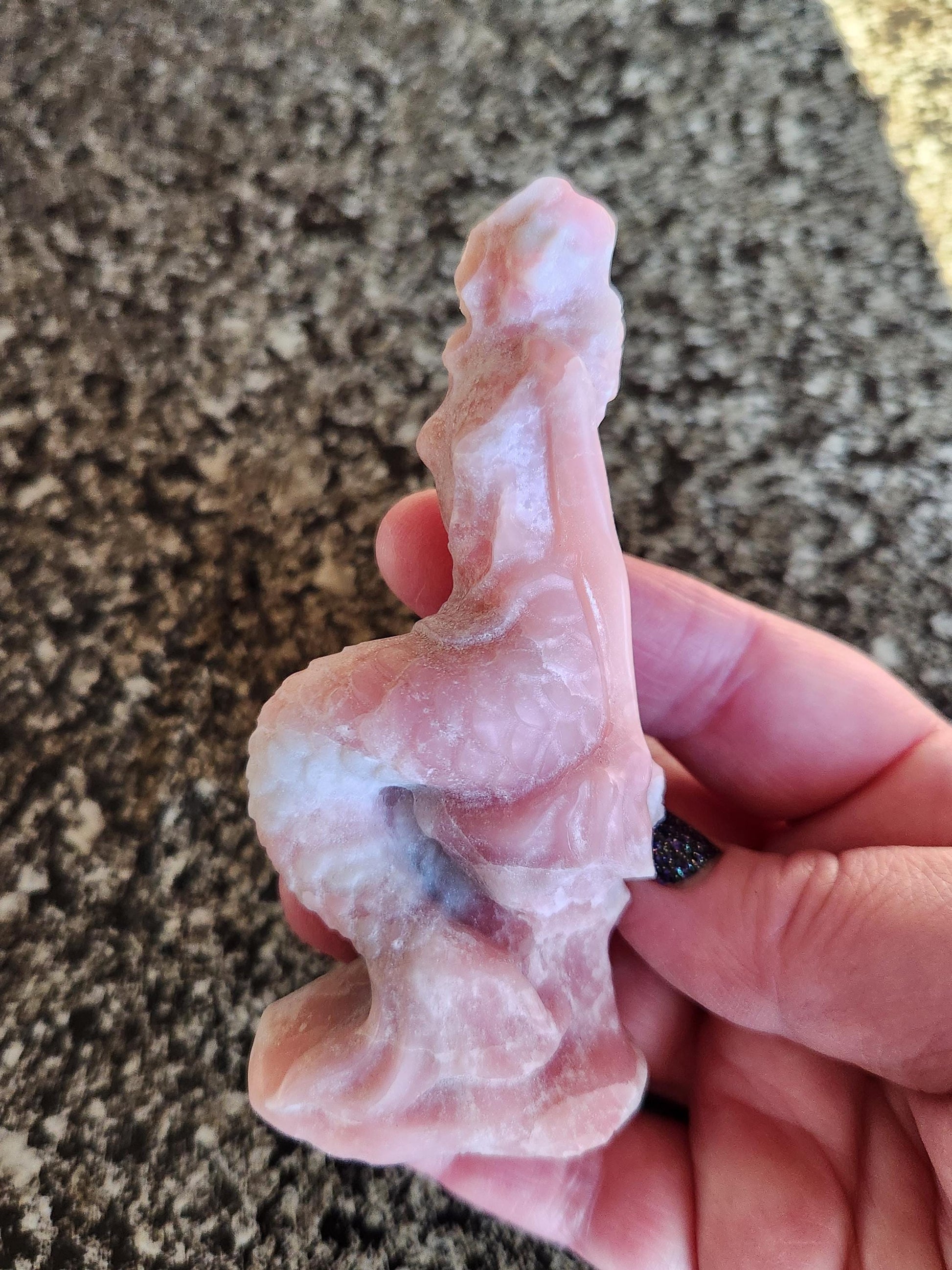 Pink Opal Carved Mermaid Figurine: Unique Siren Sculpture
