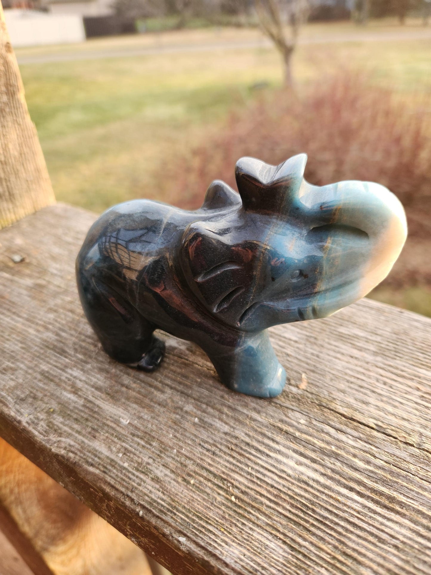Trolleite Crystal Carved Elephant: High Polish Stone