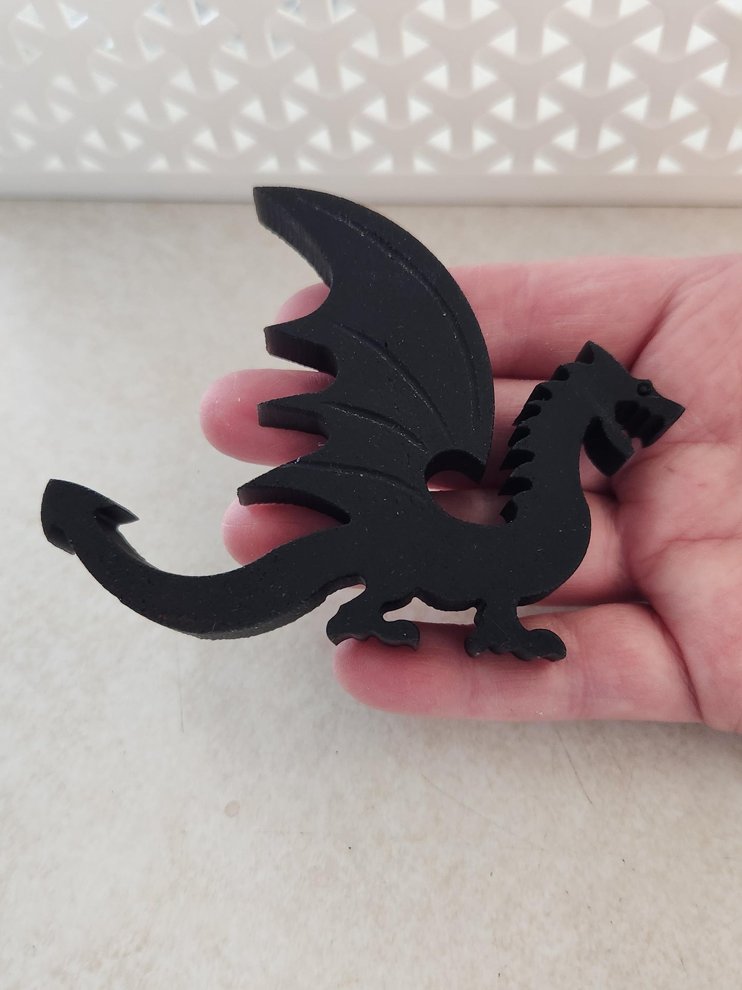 Cool Unique Black Obsidian Crystal Dragon, DnD