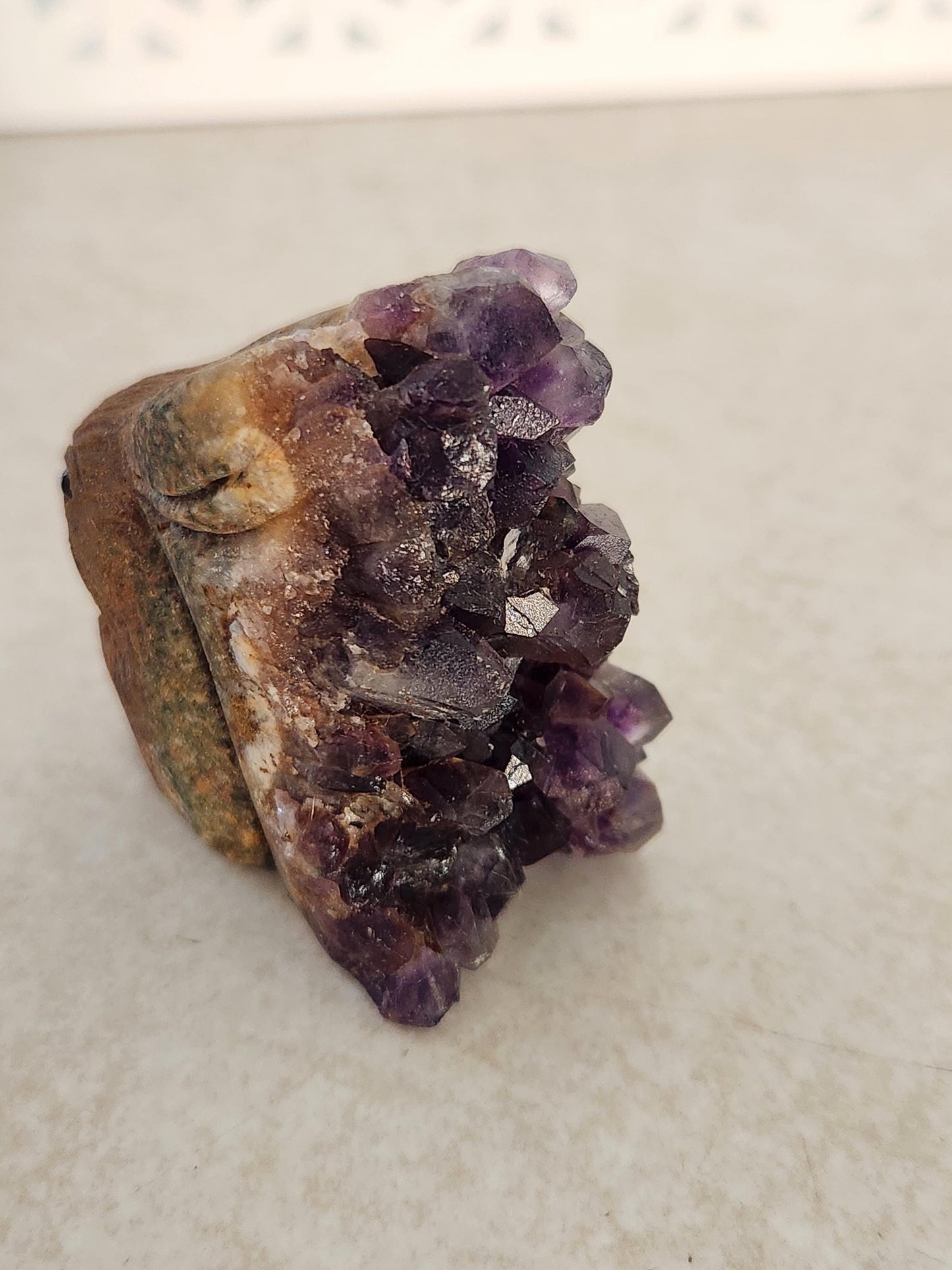 Super Unique Purple Amethyst with Matrix Bunny Carving Natural Stone Crystal