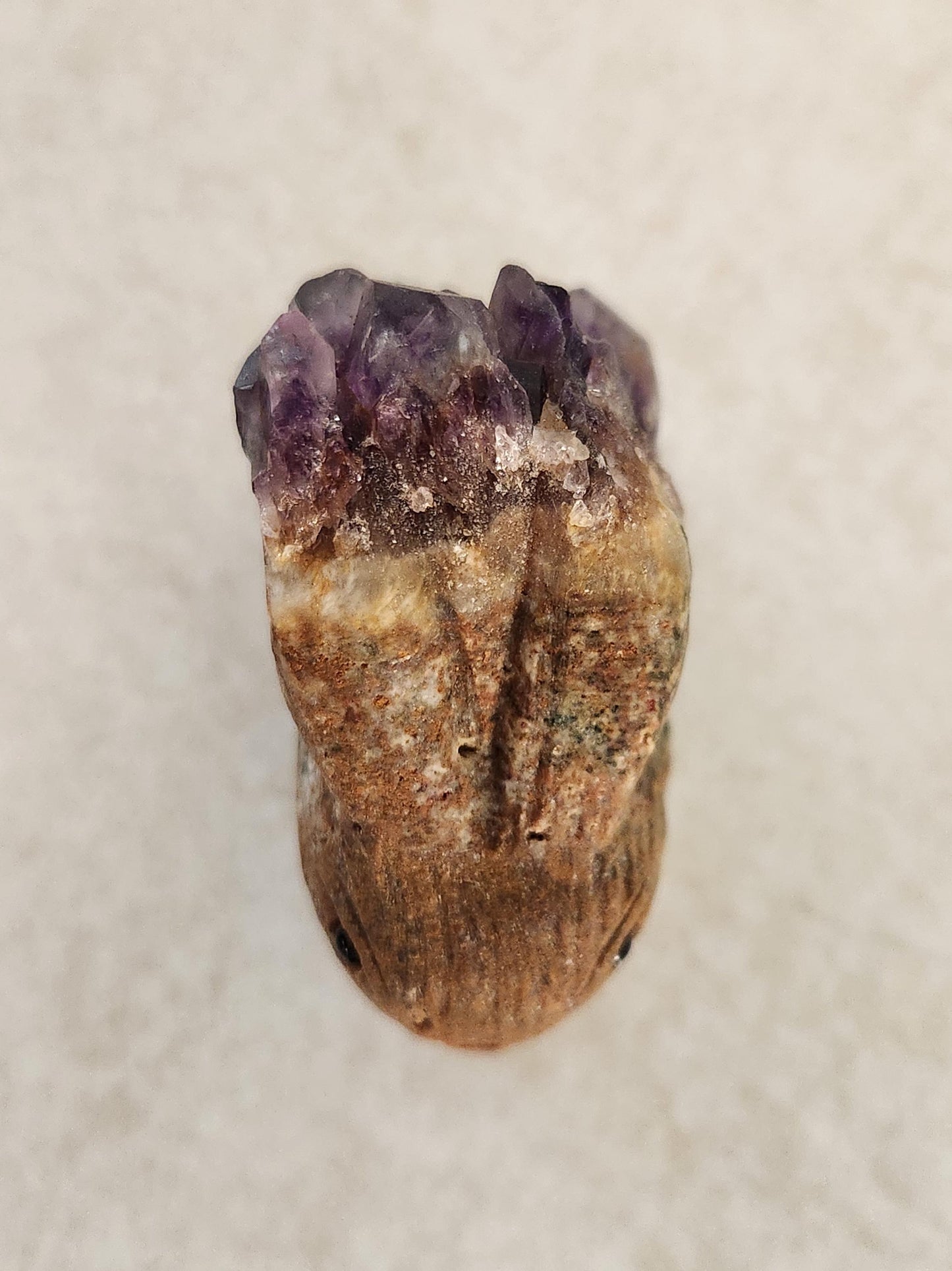 Super Unique Purple Amethyst with Matrix Bunny Carving Natural Stone Crystal