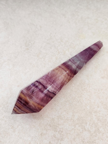 Rainbow Fluorite Crystal Wand on Gold Stand